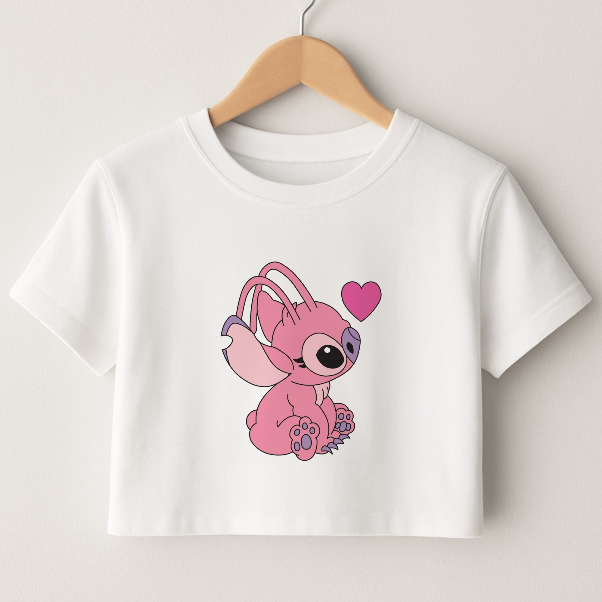 Love Heart Pattern - Pink Alien Crop Top