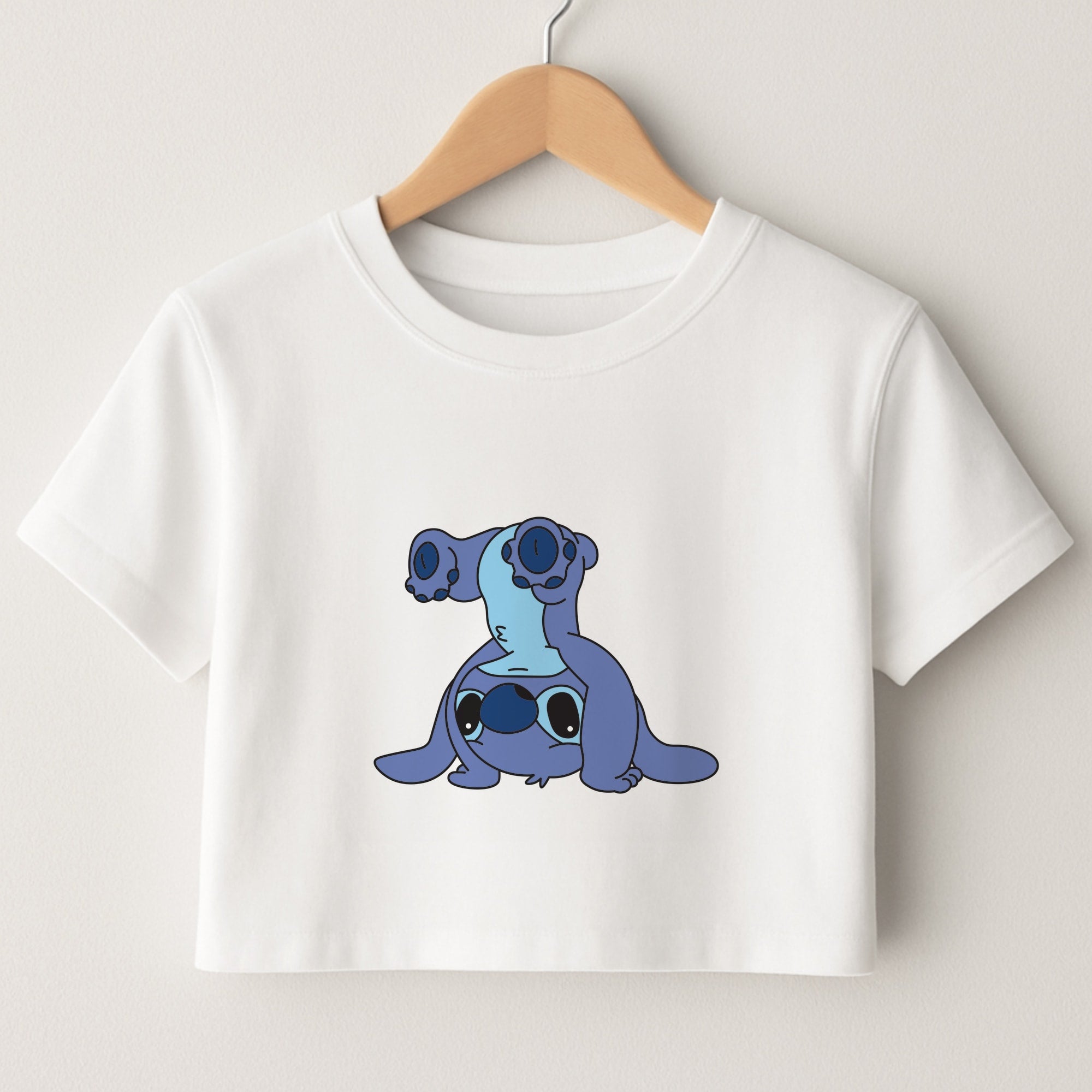 Cute Blue Alien Handstand Crop Top