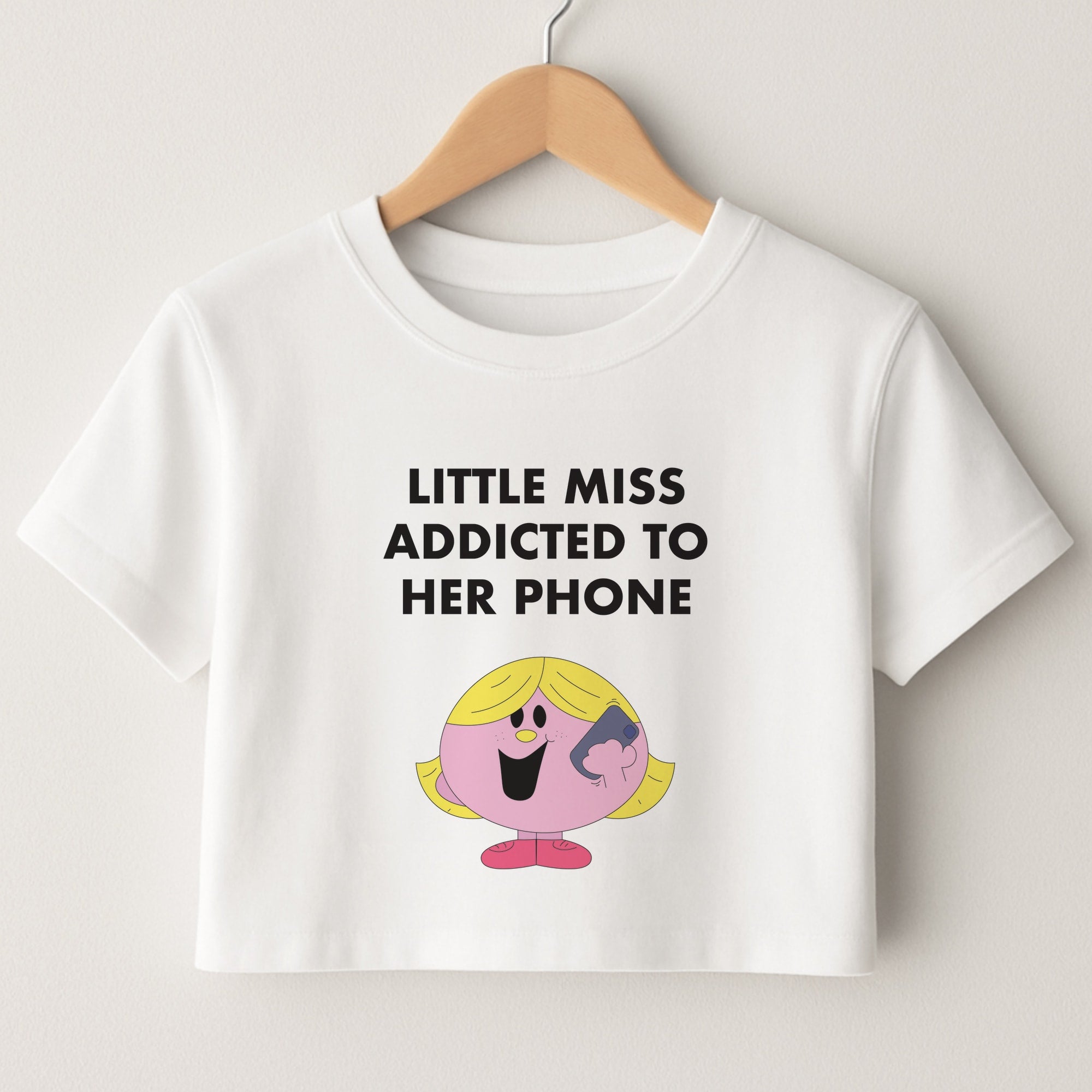 Little Miss Addicted To Her Phone - Aesthetic Quote Crop Top