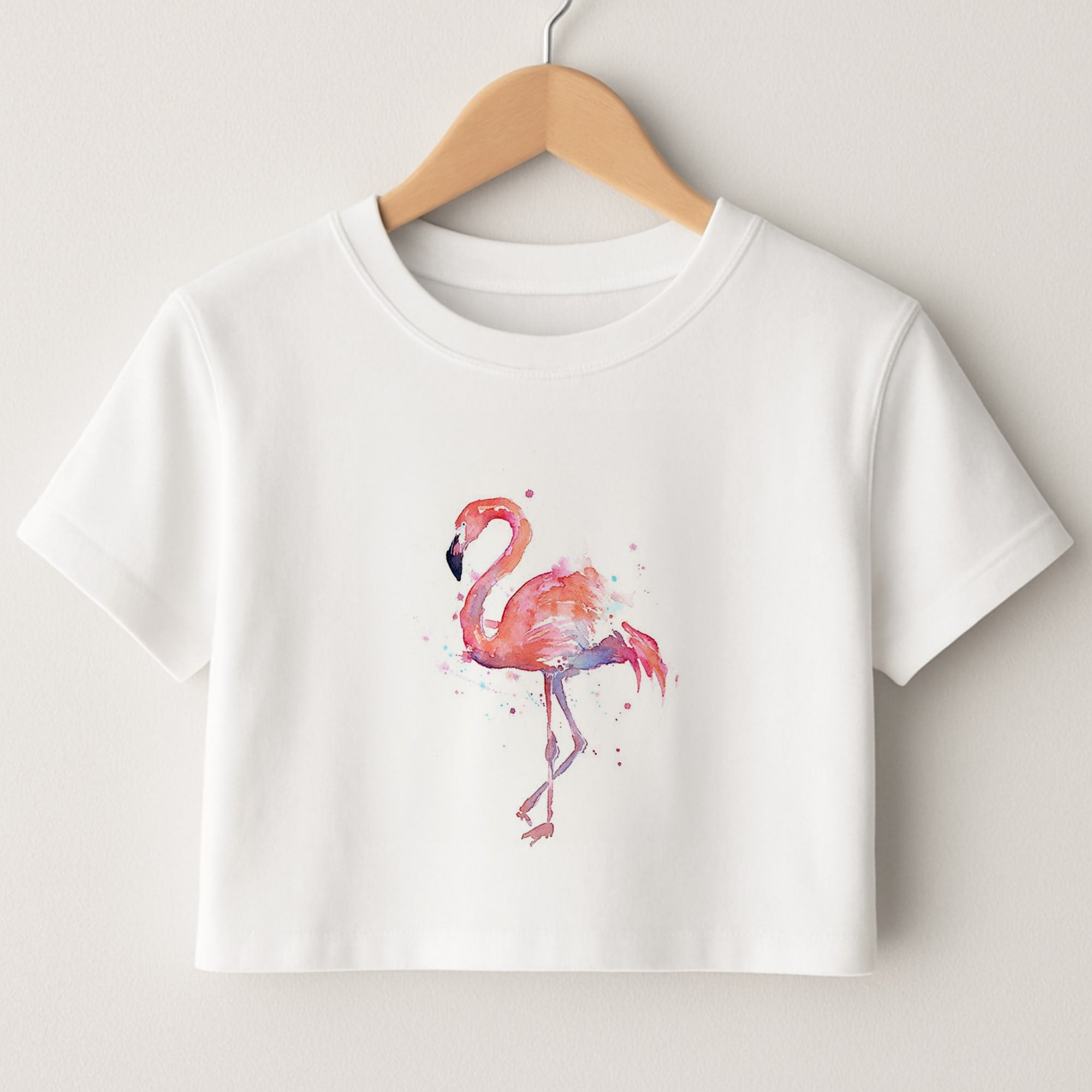 Watercolour Flamingo Painting Crop Top
