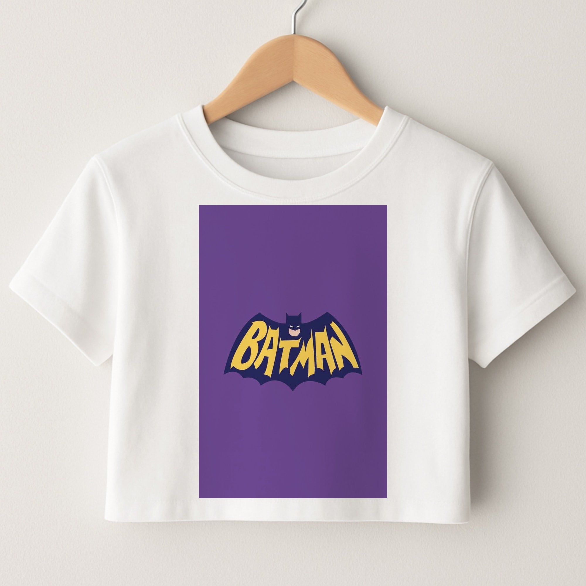 Bat Superhero Purple Logo Crop Top