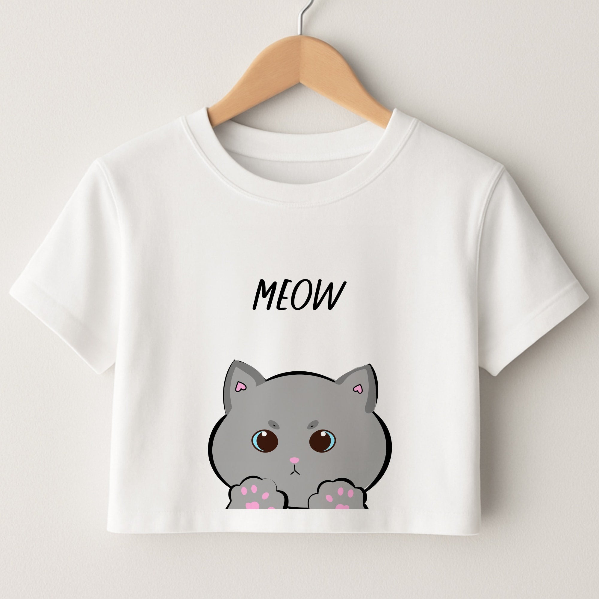 Grey Kitty - Cats Crop Top