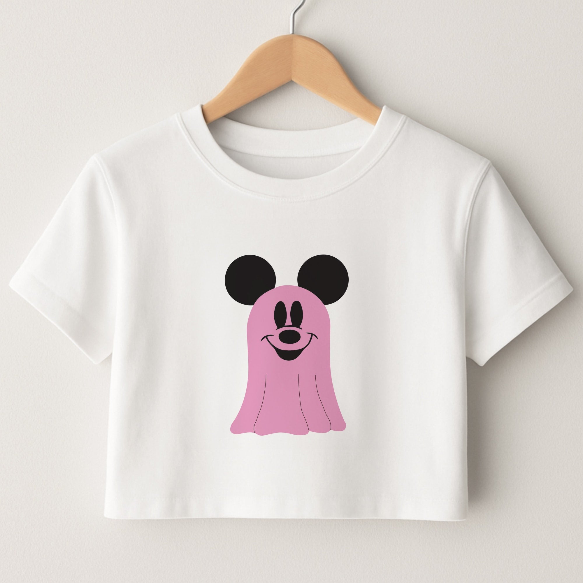 Mouse Ghost Pattern Halloween Crop Top