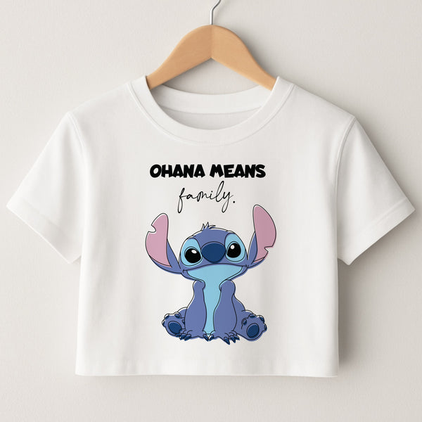 Ohana Means Family Pink Crop Top