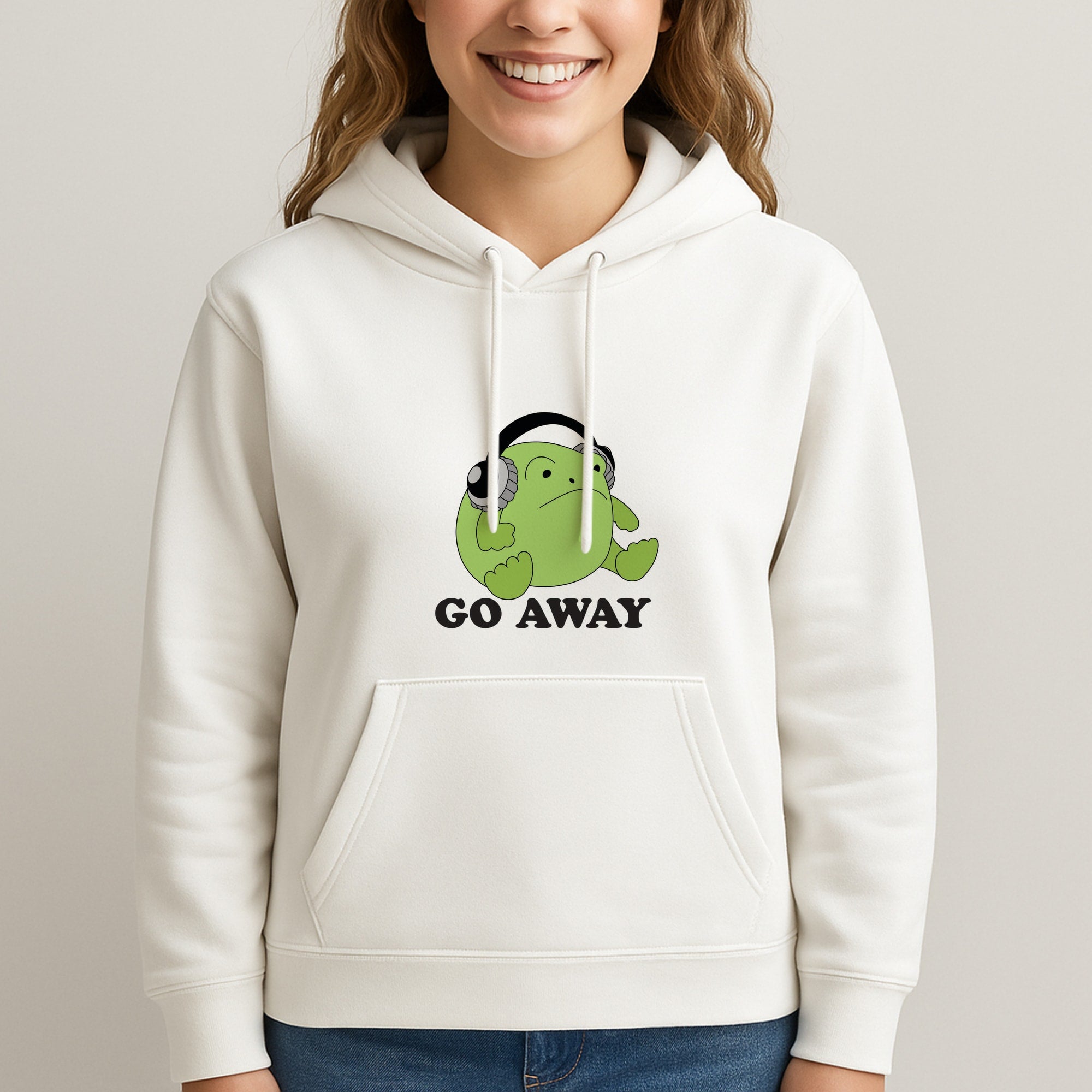 Go Away Grumpy Frog Unisex Hooded Sweatshirt