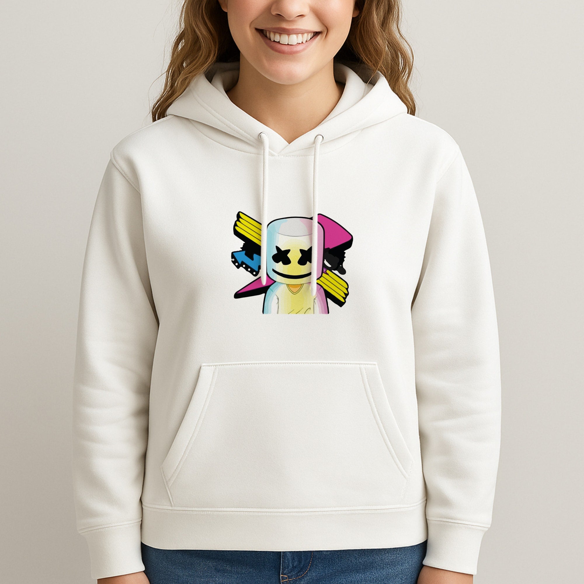 Neon Logo White Helmet DJ Hoodie