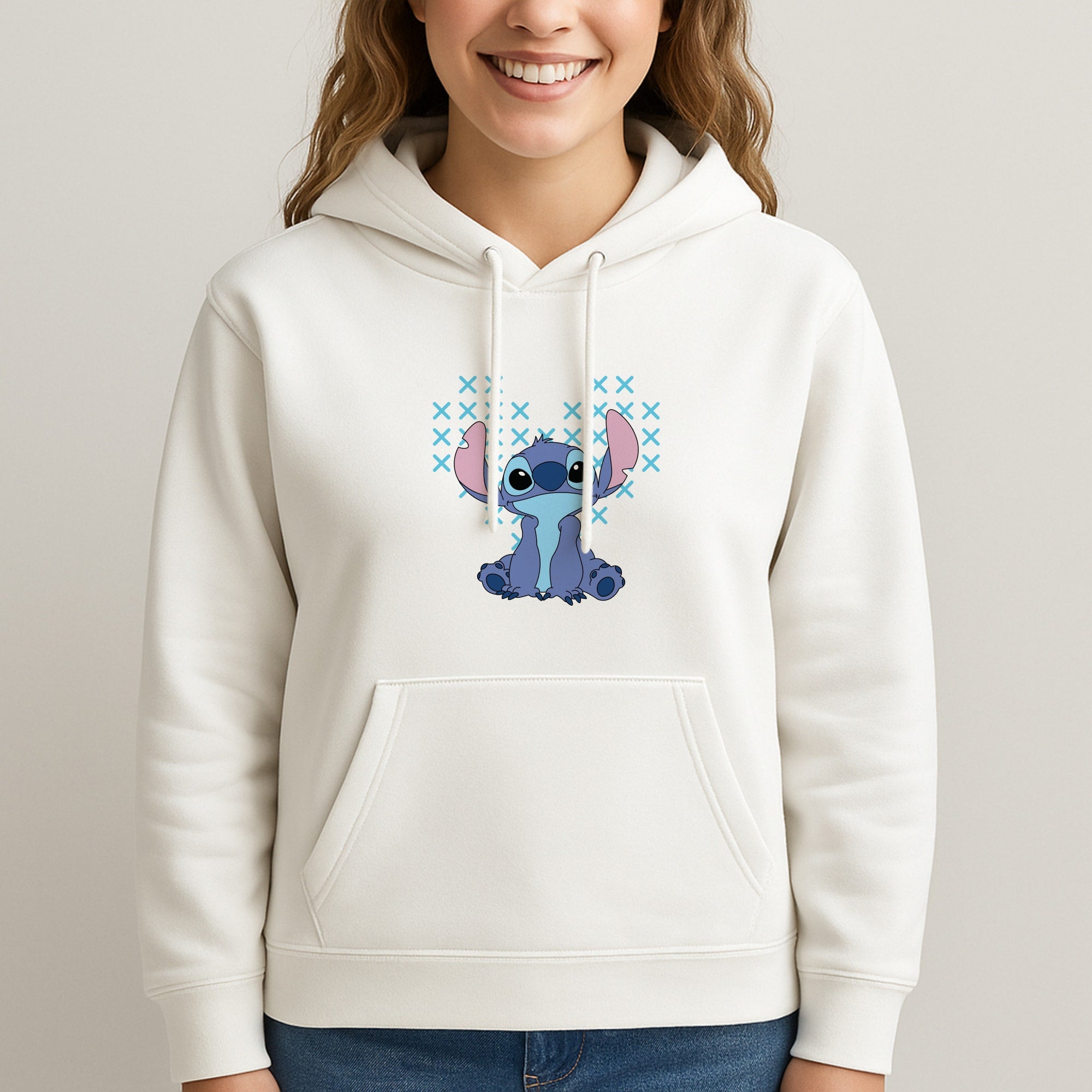 Blue Alien Hearts Unisex Hooded Sweatshirt