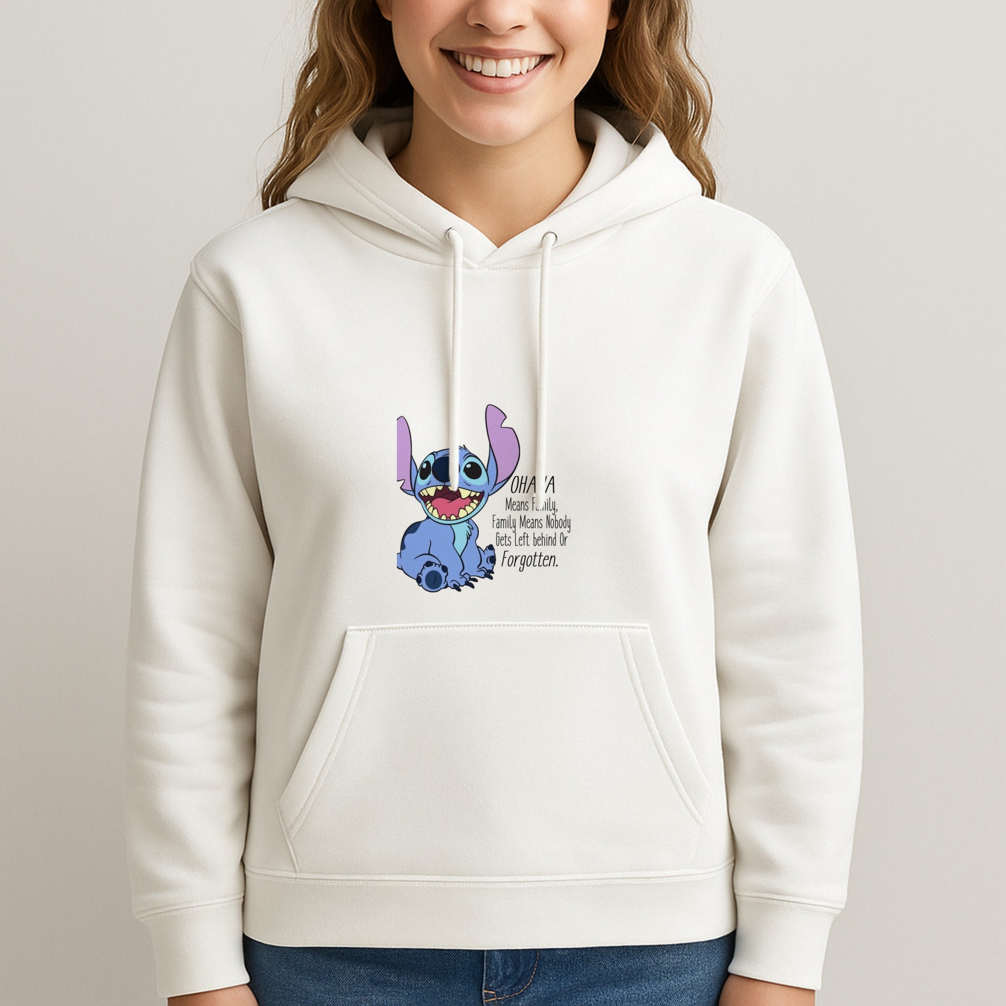 Ohana Means Family - Blue Alien Unisex Hooded Sweatshirt