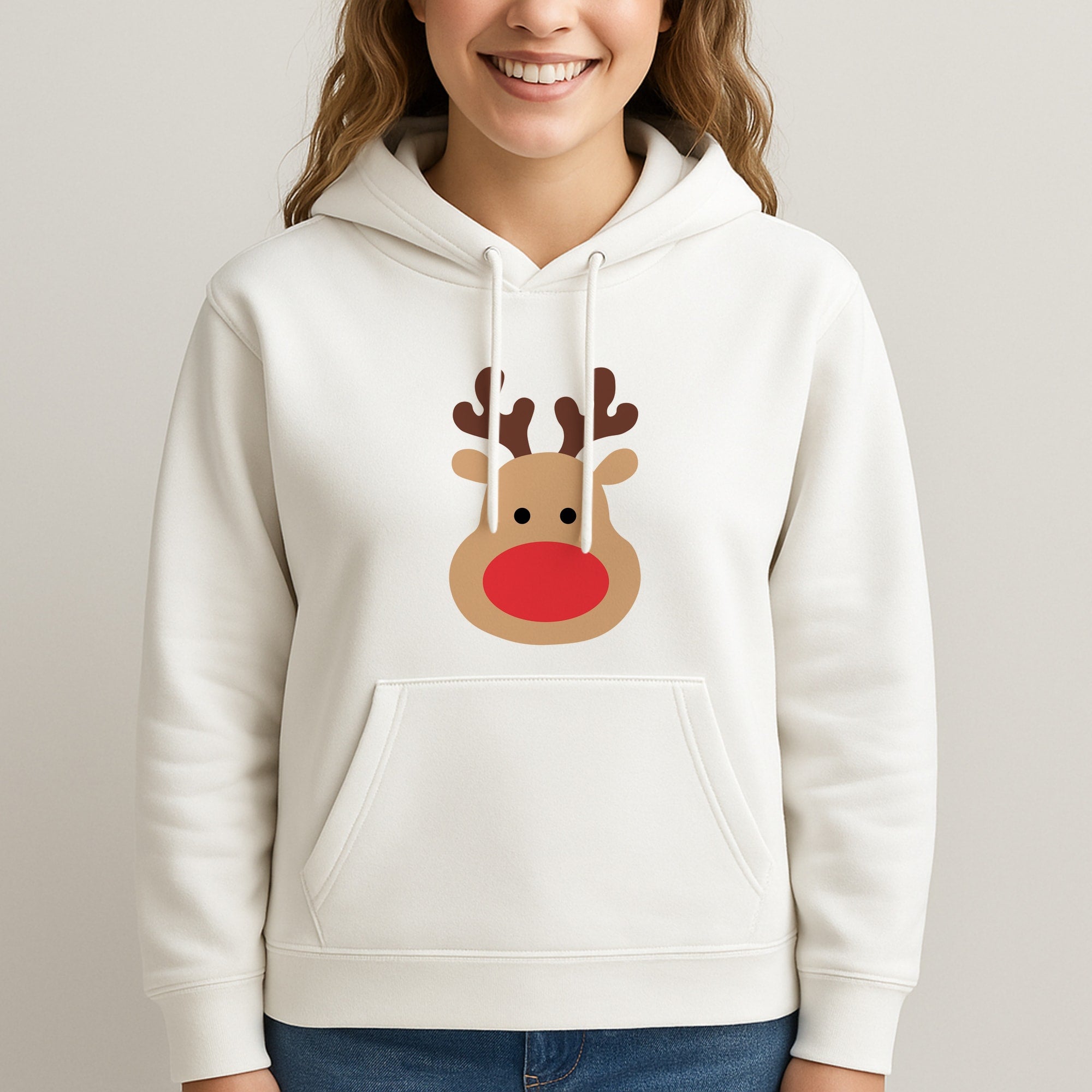 Rudolph Face - Christmas Unisex Hooded Sweatshirt