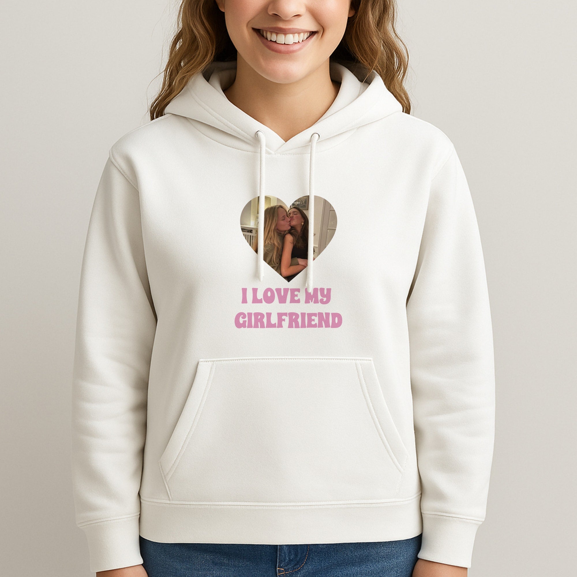 I Love My Girlfriend - Personalised Couples Unisex Hooded Sweatshirt