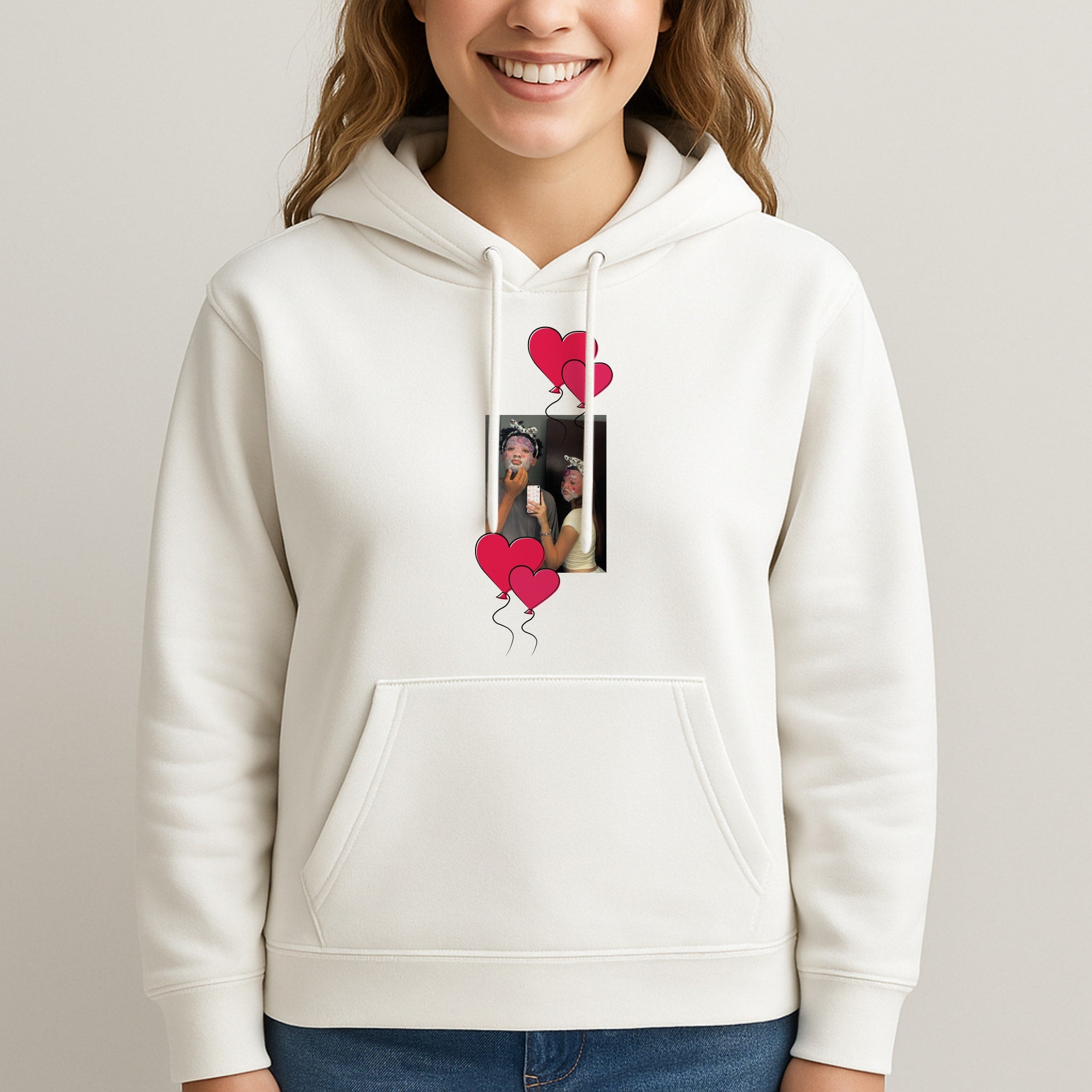 Heart Balloons - Personalised Couples Unisex Hooded Sweatshirt