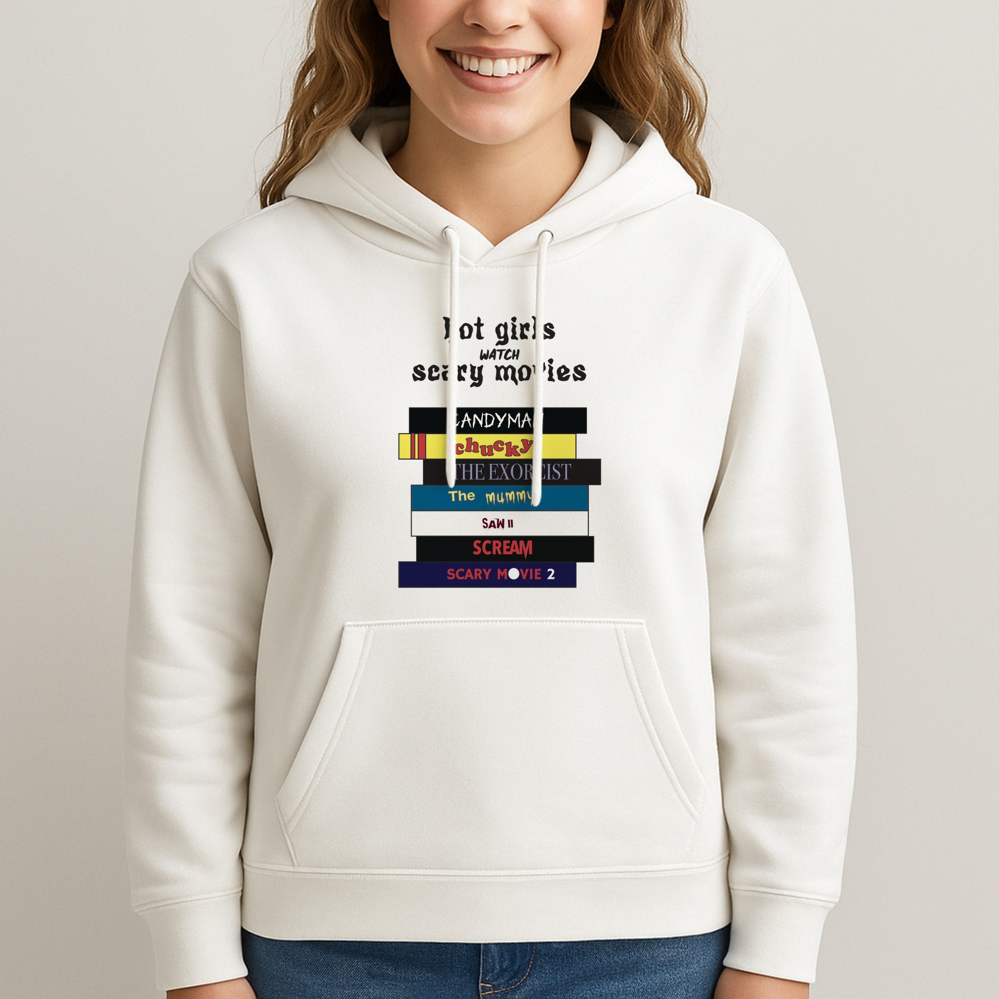 Hot Girls Watch Scary Movies Unisex Hooded Sweatshirt