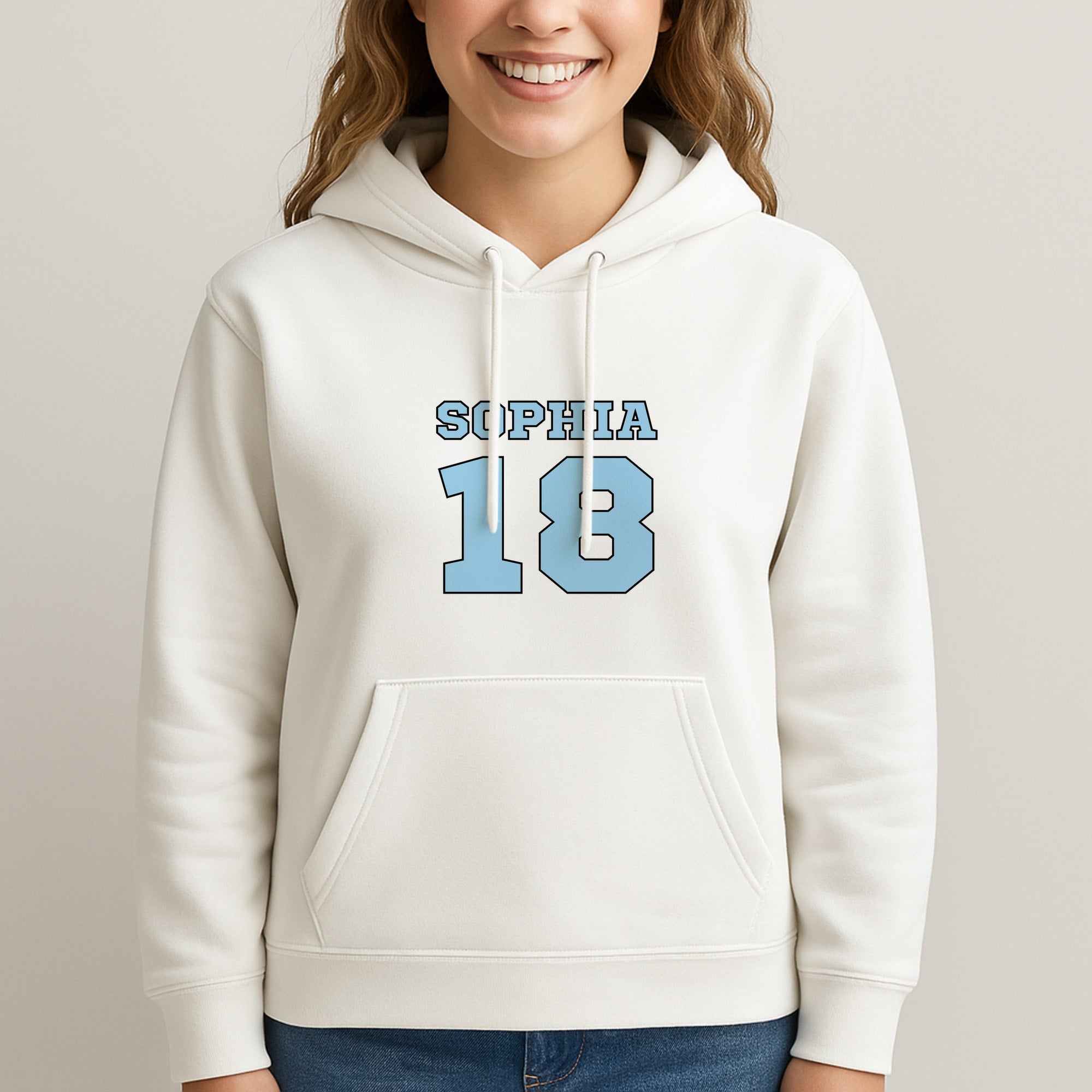 Light Blue - Personalised Football Unisex Hooded Sweatshirt