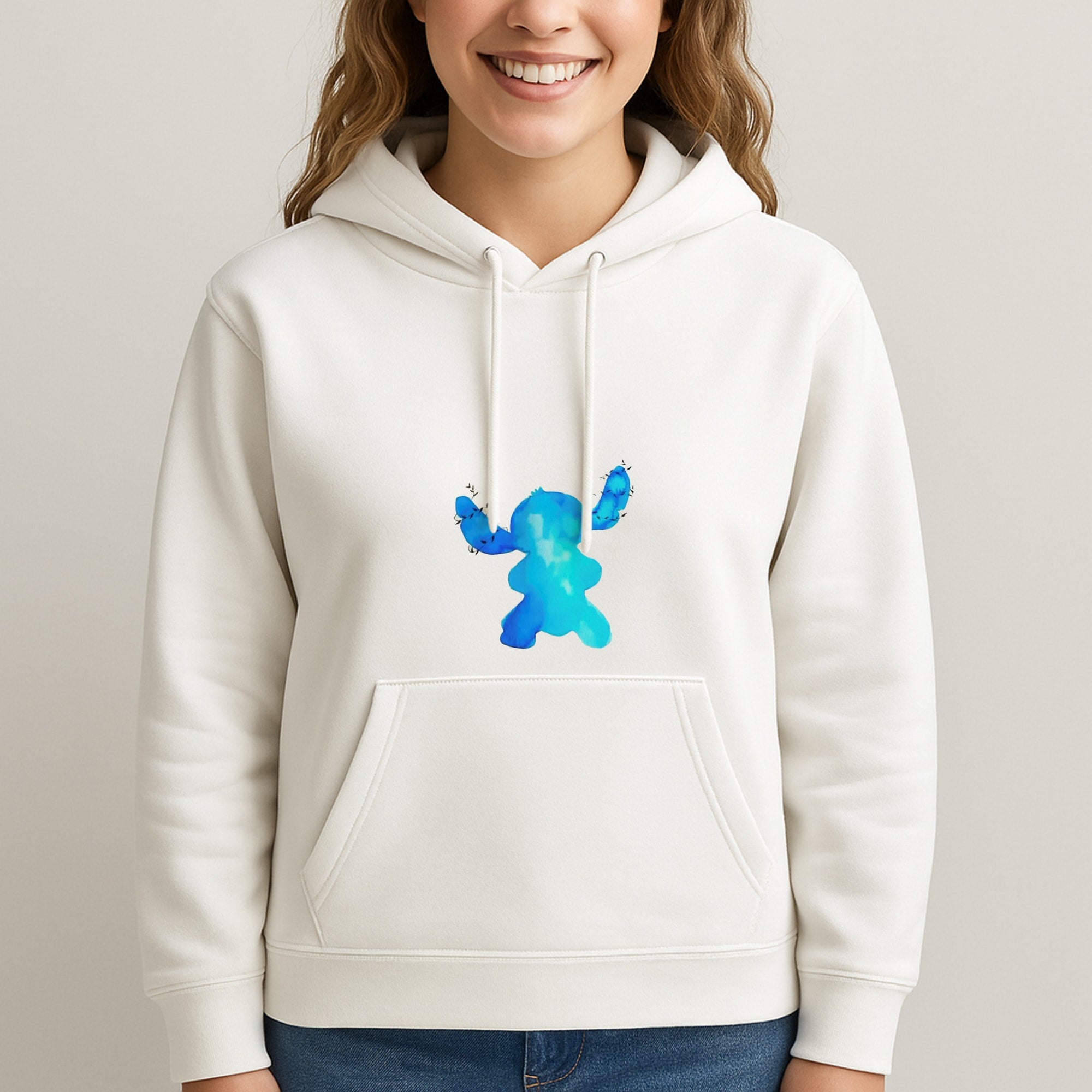 Watercolour Blue Alien Disney Unisex Hooded Sweatshirt