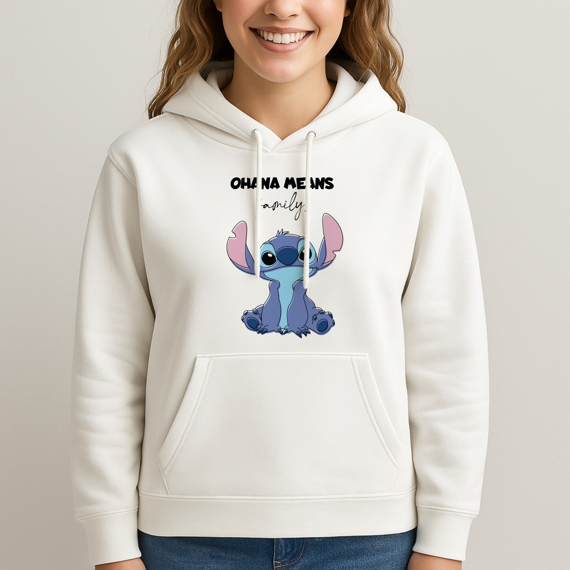Ohana Means Family Pink Unisex Hooded Sweatshirt