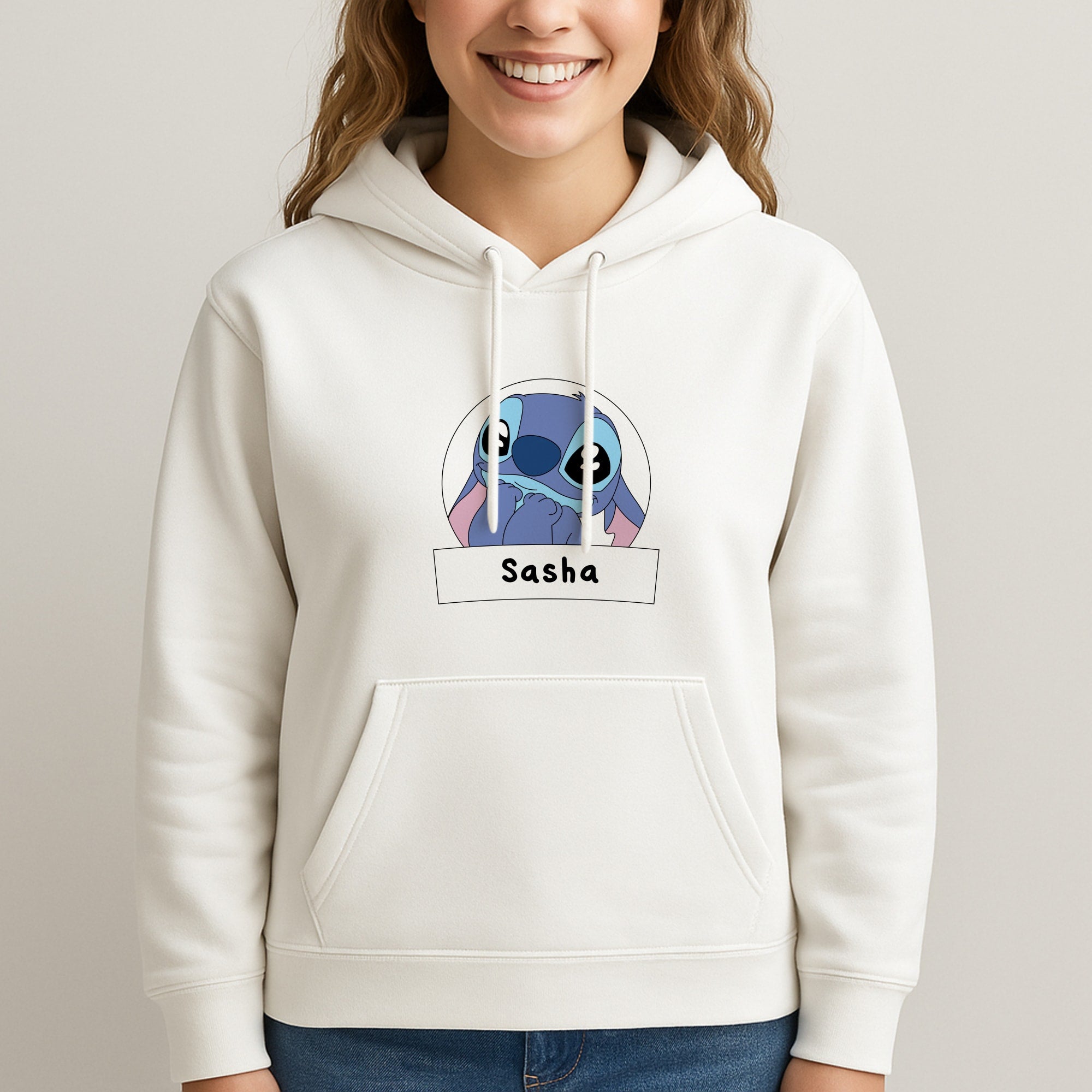 Personalised Cute Blue Alien Unisex Hooded Sweatshirt
