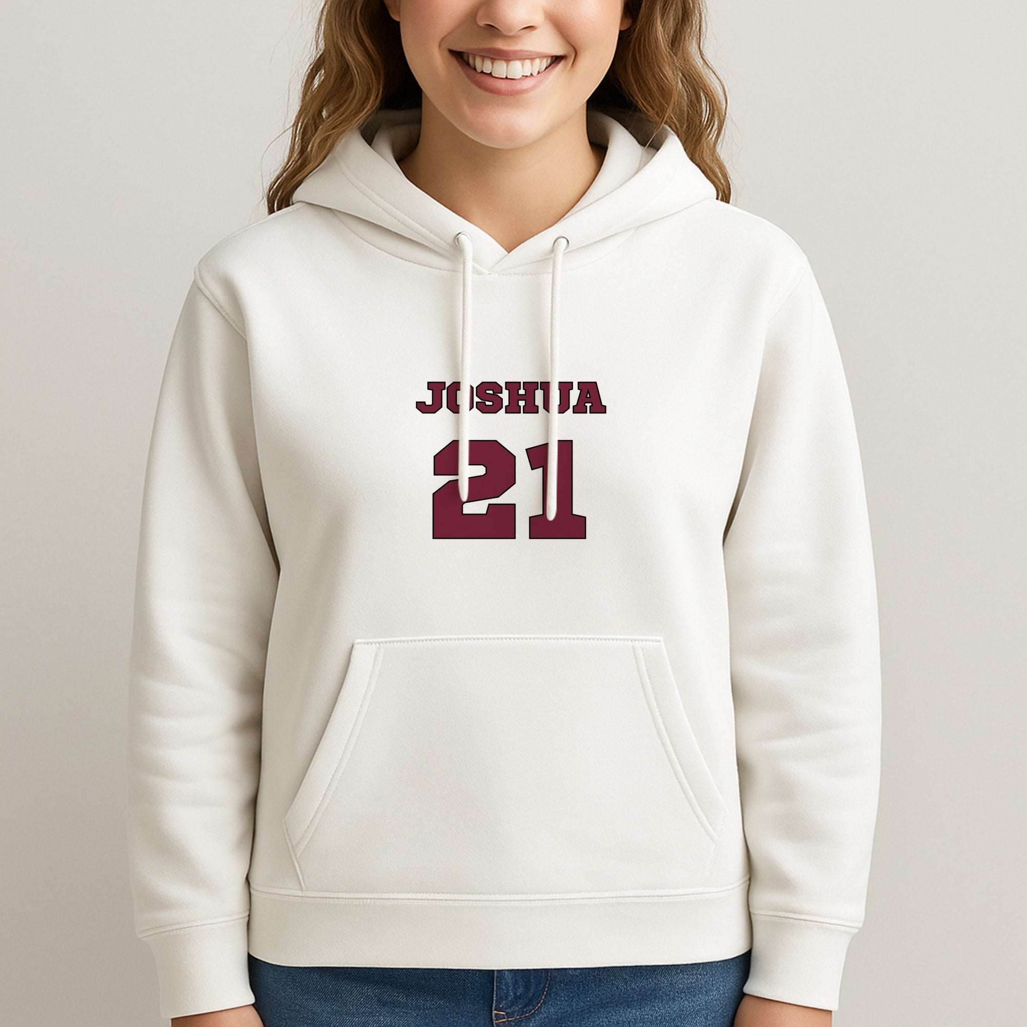 Burgundy - Personalised Football Unisex Hooded Sweatshirt
