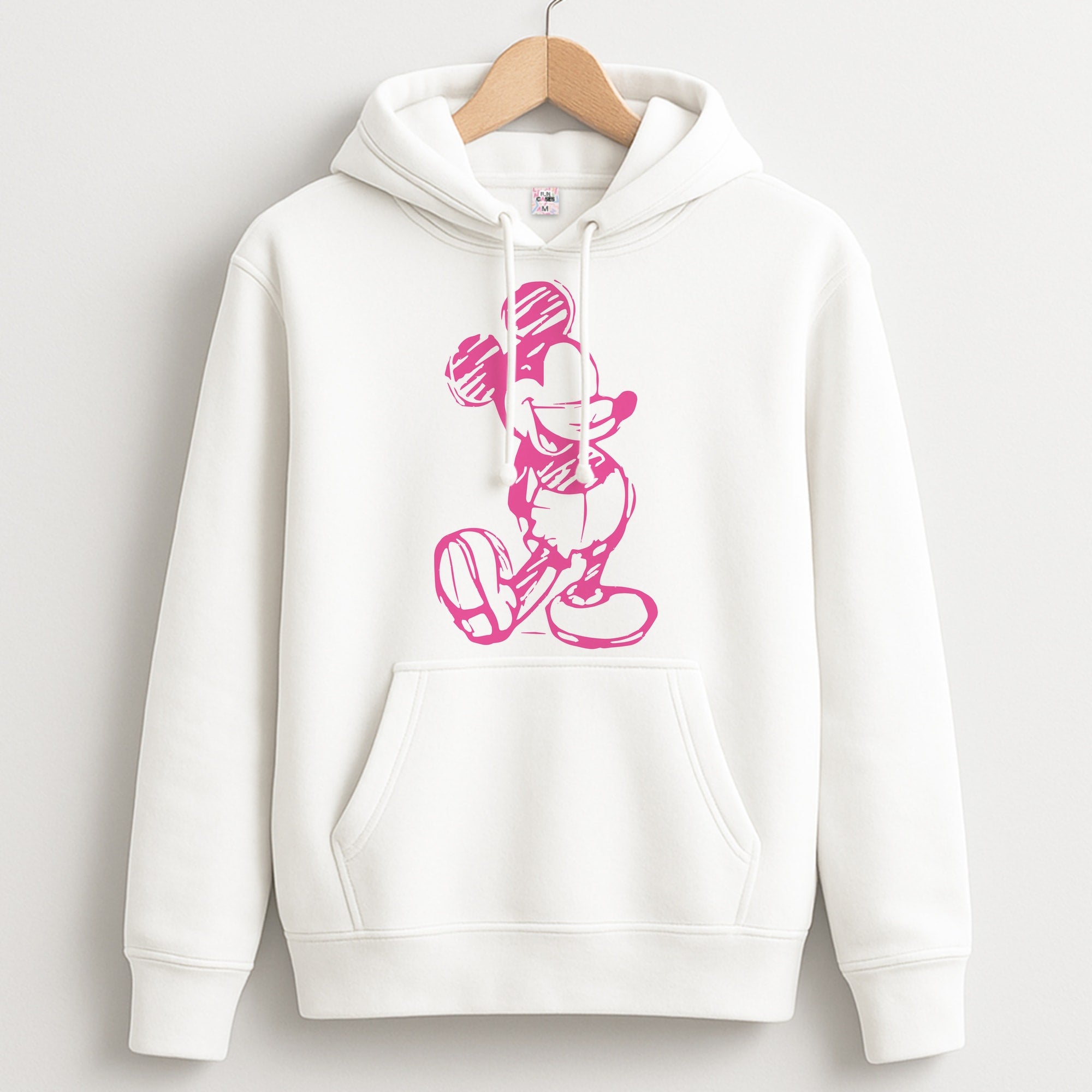 Sketched Mouse Outline Pink Unisex Hoodie