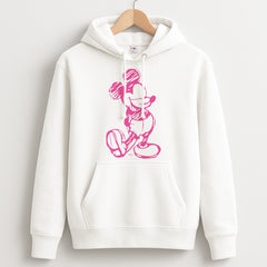 Sketched Mouse Outline Pink Hoodie