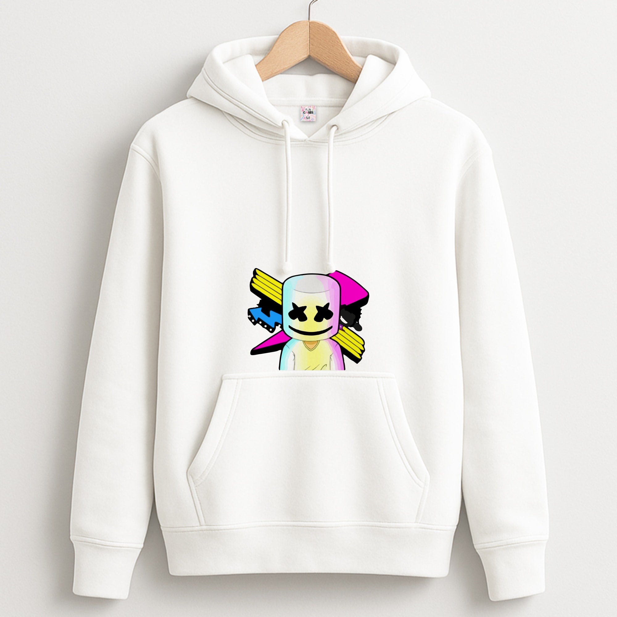 Neon Logo White Helmet DJ Unisex Hoodie