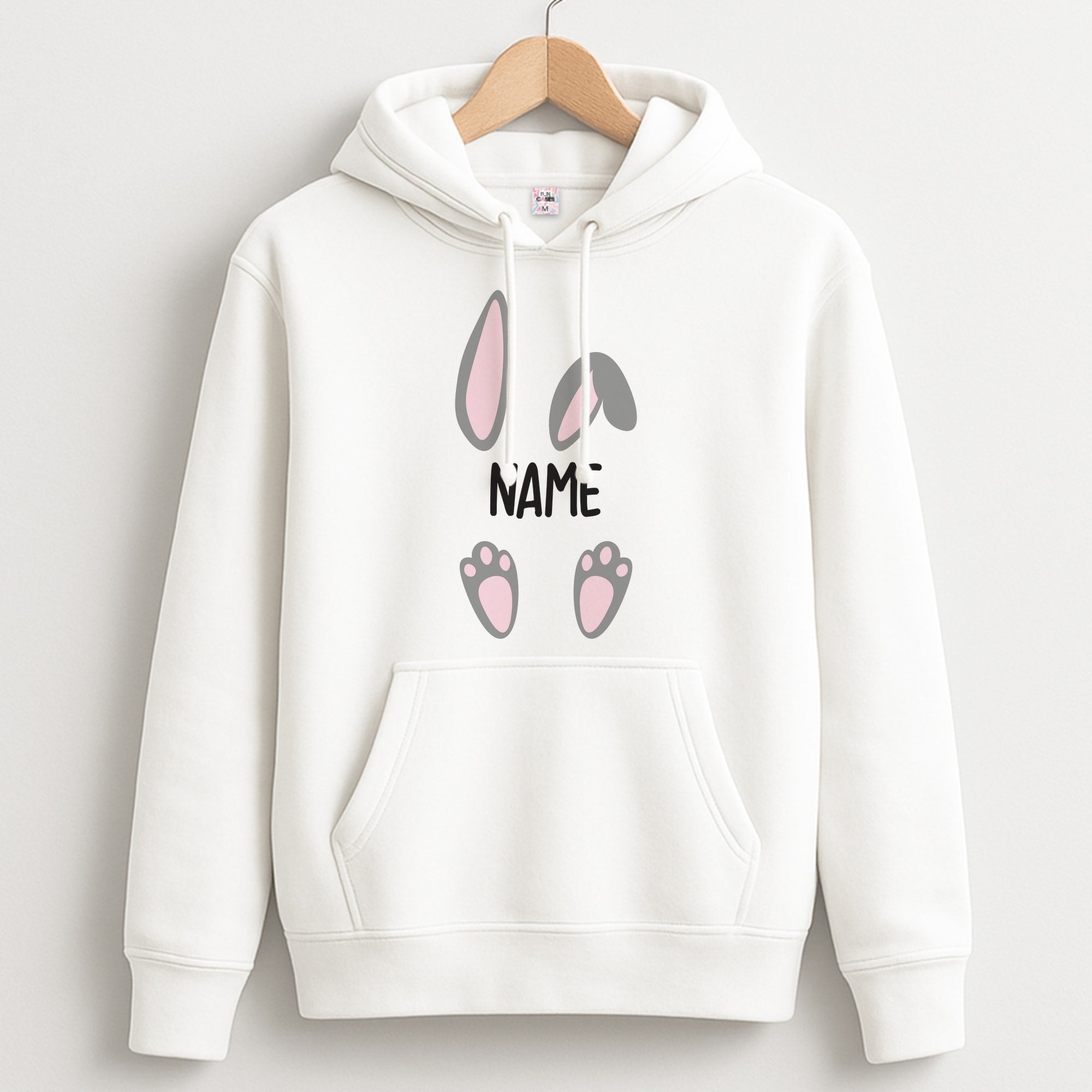 Grey Bunny Personalised Unisex Hoodie