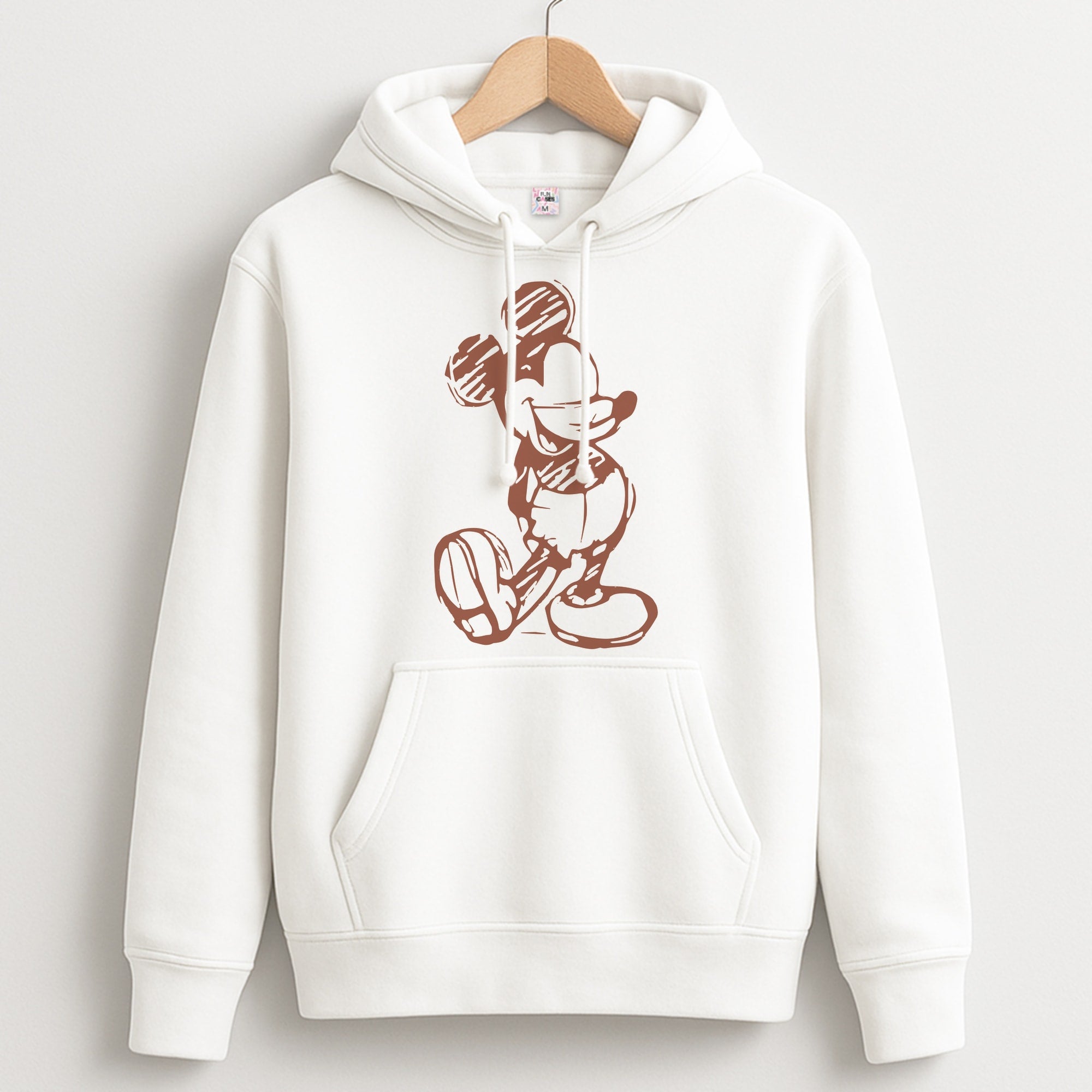 Sketched Mouse Outline Beige Unisex Hoodie