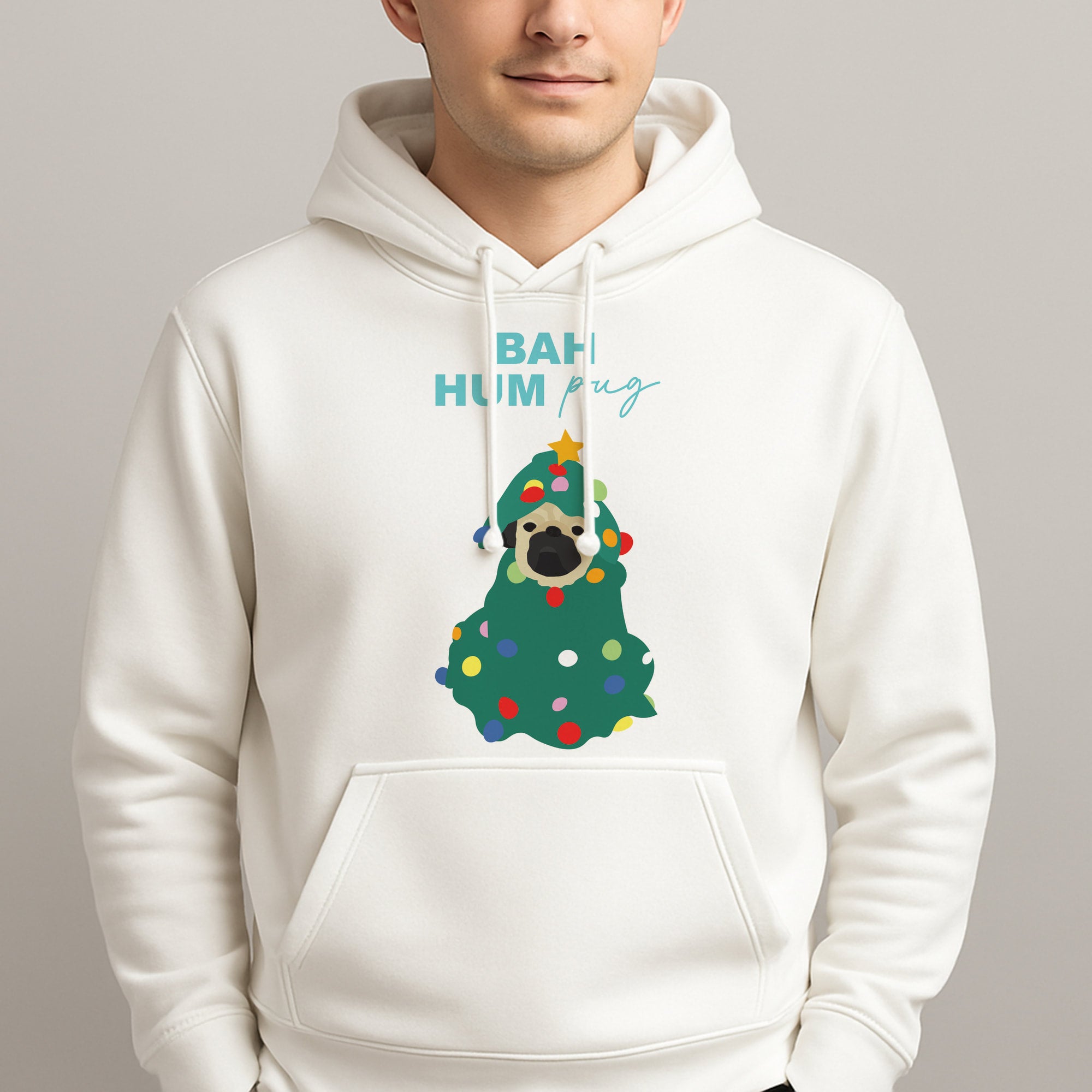Bah Hum Pug Unisex Hooded Pullover