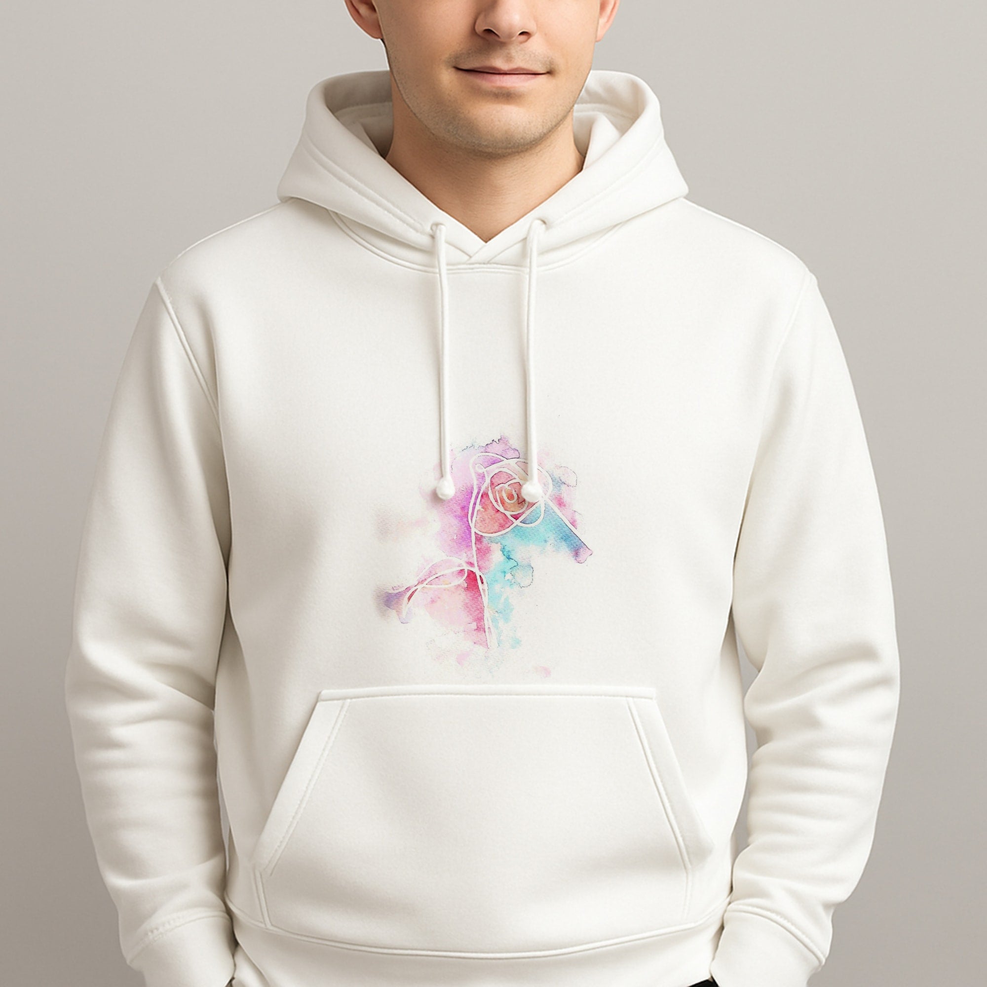 K-Pop Band Love Yourself Watercolour Painting Unisex Hooded Pullover