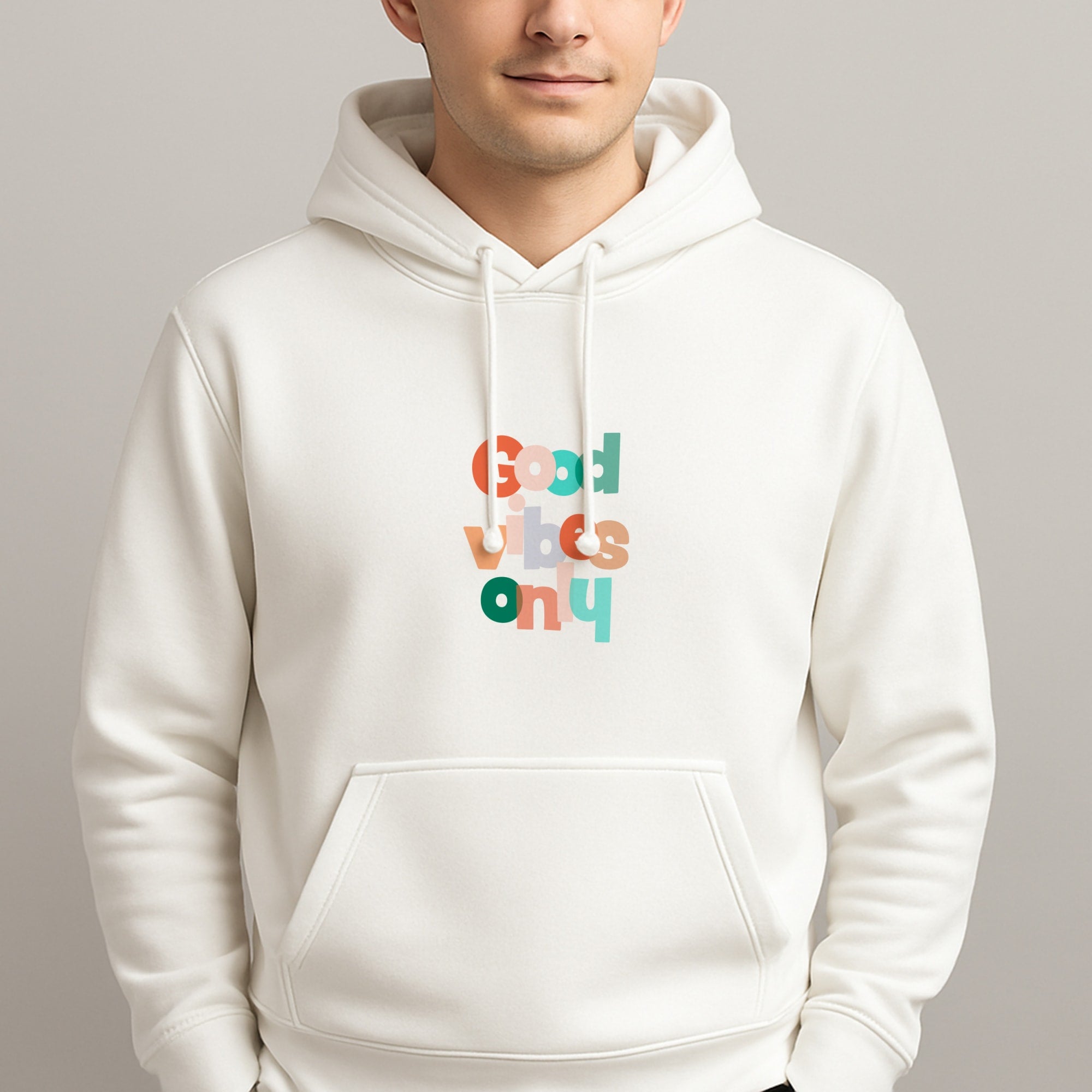 Colourful Good Vibes Only Unisex Hooded Pullover
