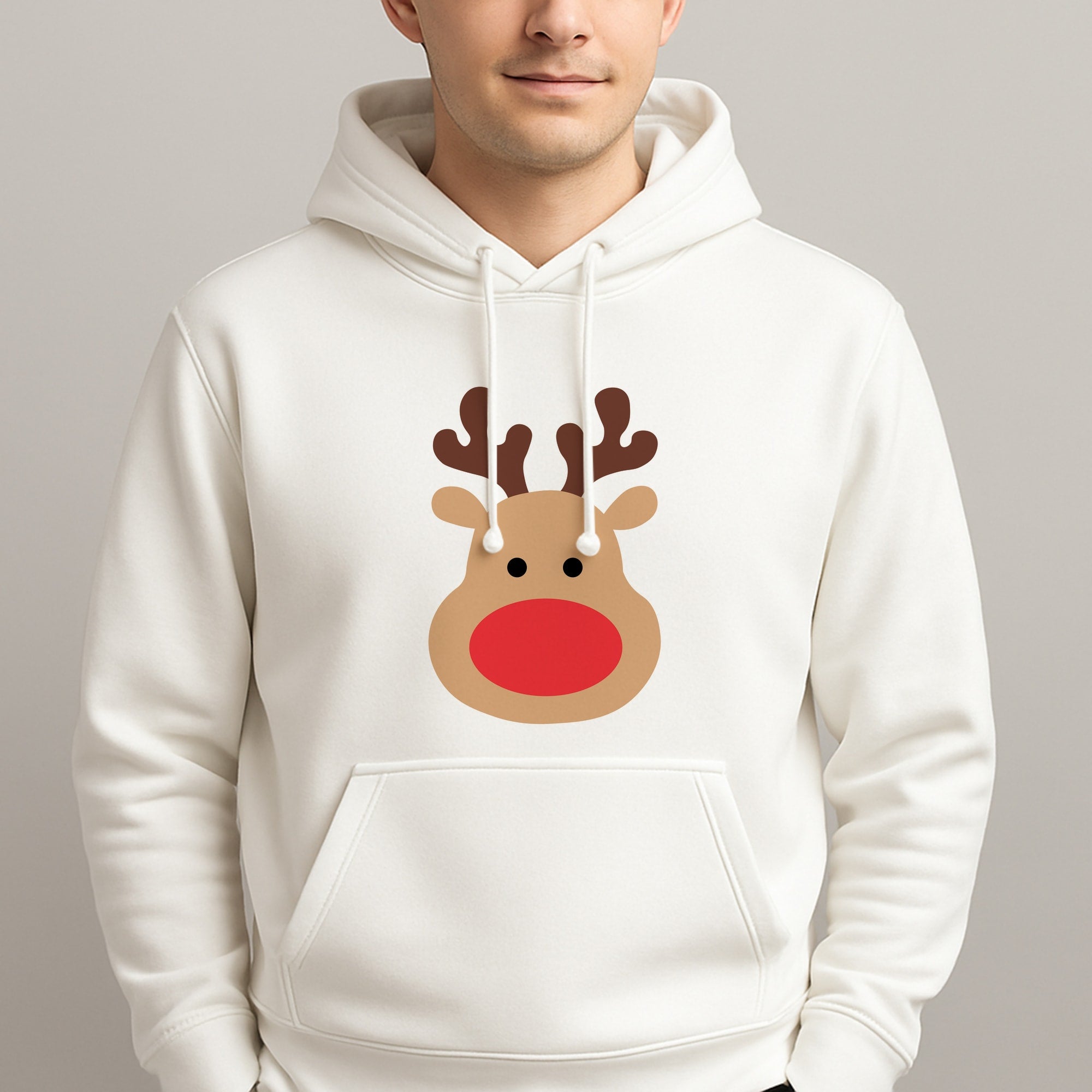 Rudolph Face - Christmas Unisex Hooded Pullover