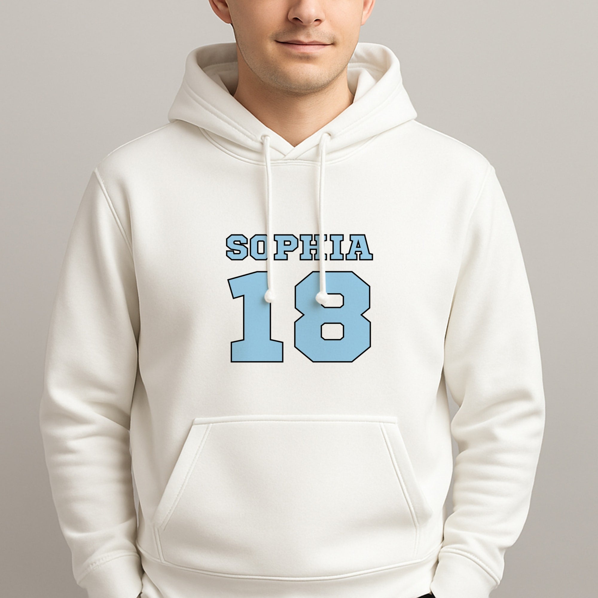 Light Blue - Personalised Football Unisex Hooded Pullover