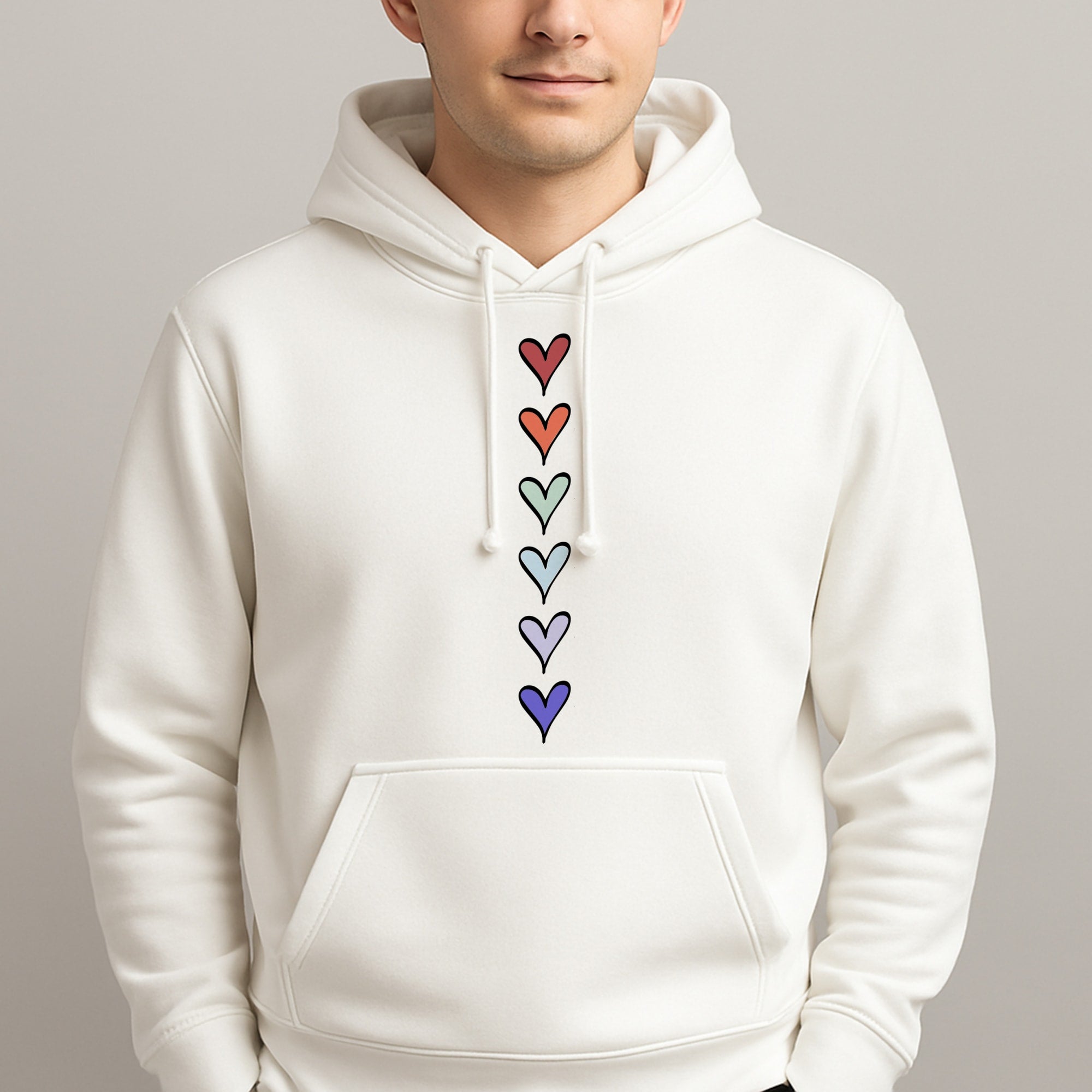 Love Heart Line Unisex Hooded Pullover