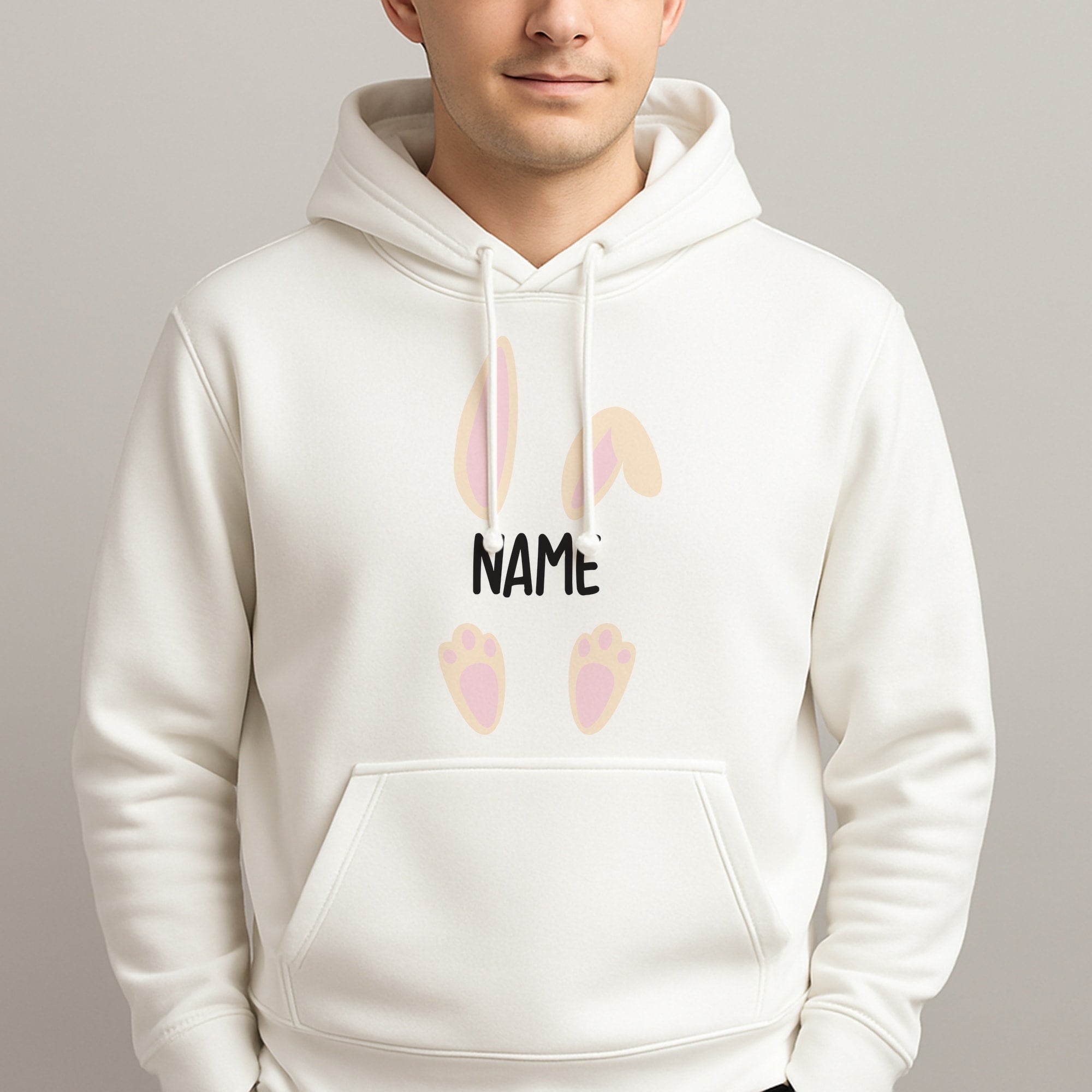 White Bunny Personalised Unisex Hooded Pullover
