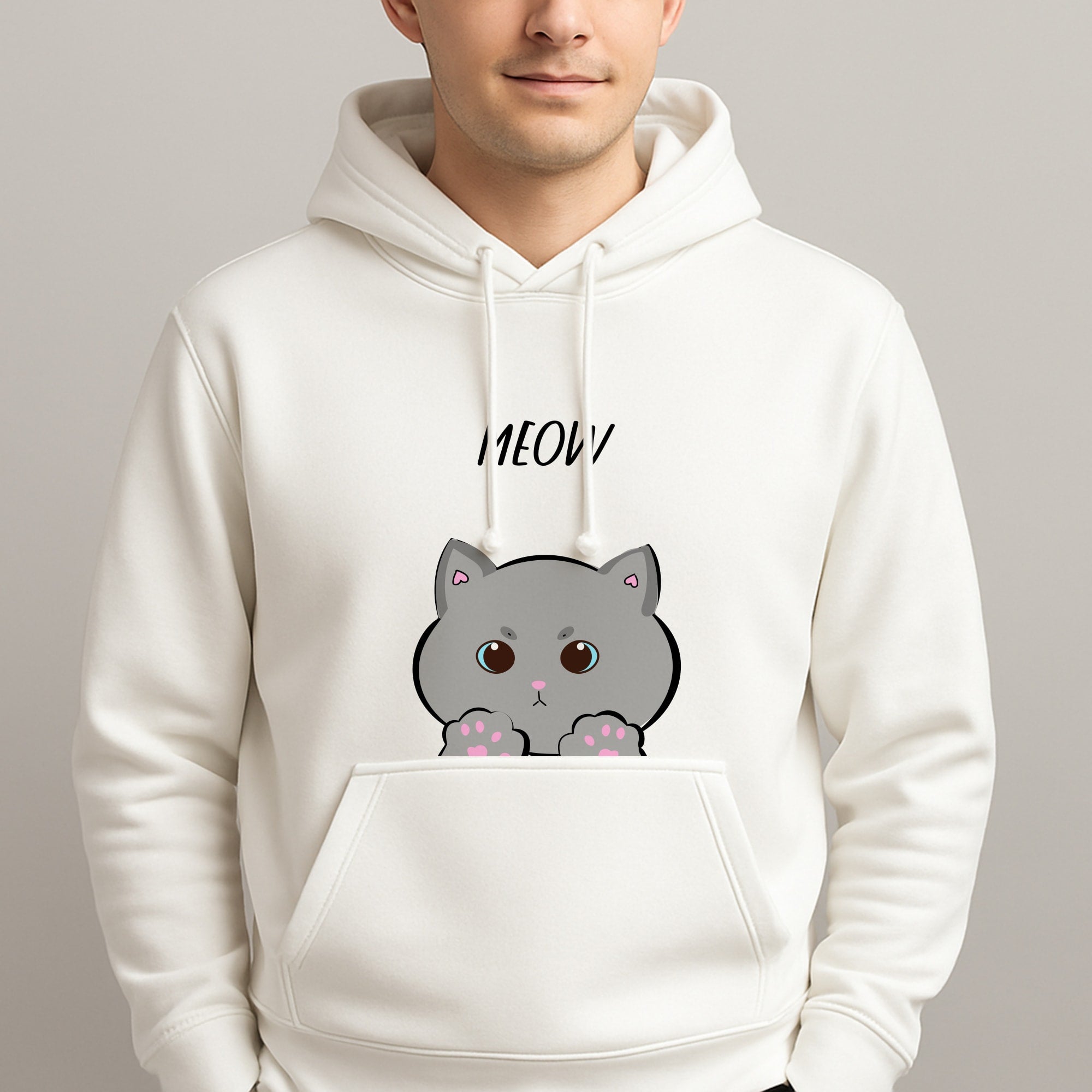 Grey Kitty - Cats Unisex Hooded Pullover