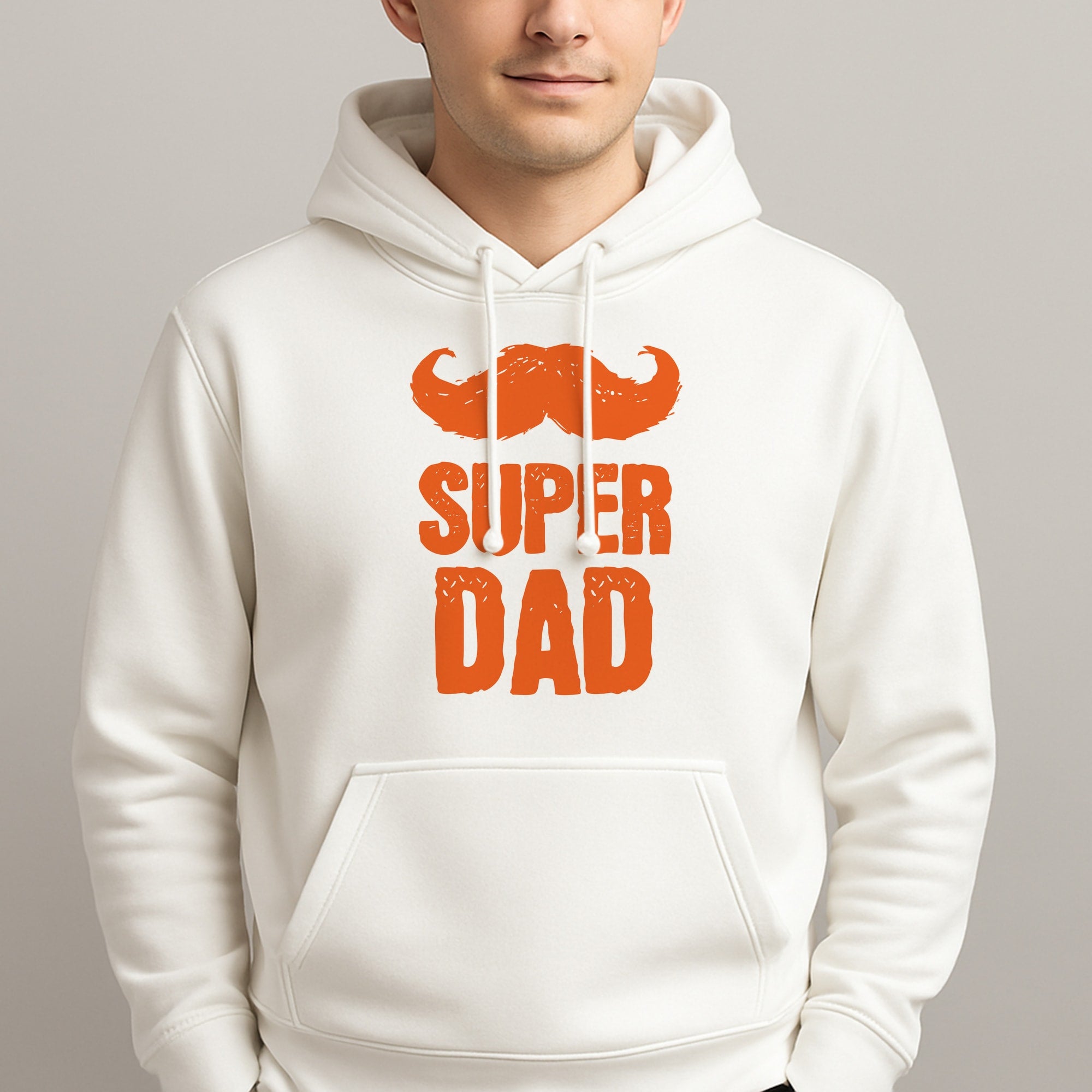 Moustache Super Dad Orange Unisex Hooded Pullover