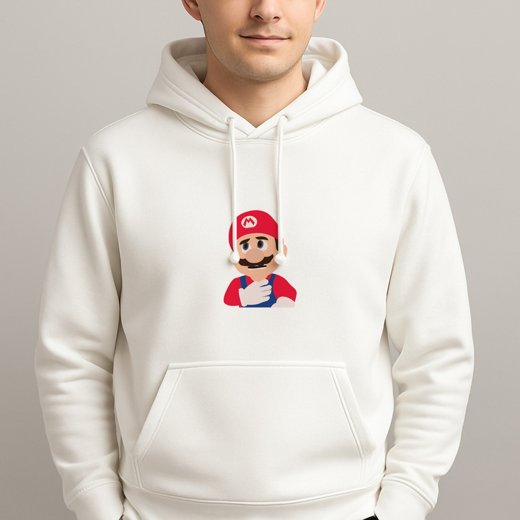 Worried Mario Unisex Hooded Pullover