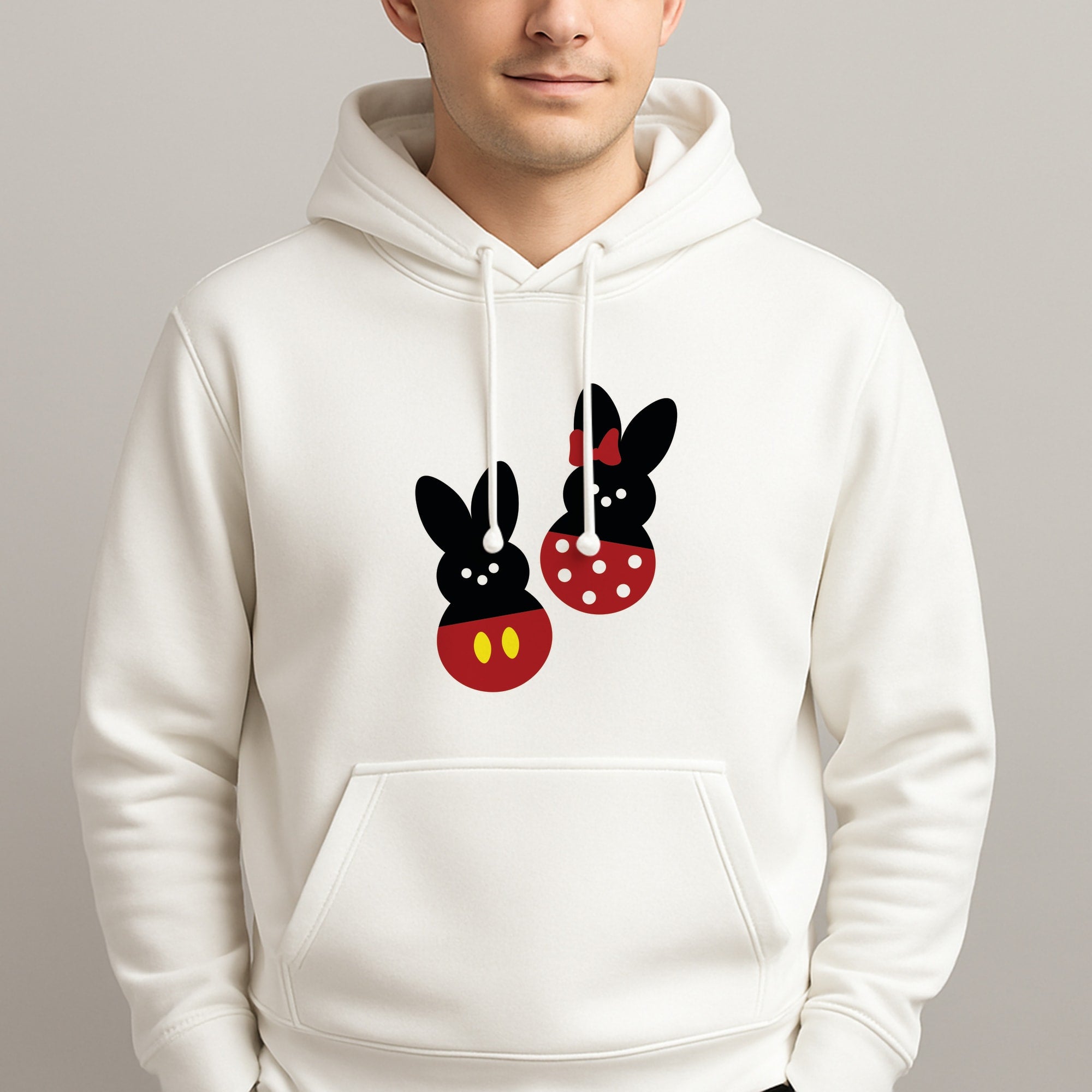 Mouse Peeps Pattern Unisex Hooded Pullover