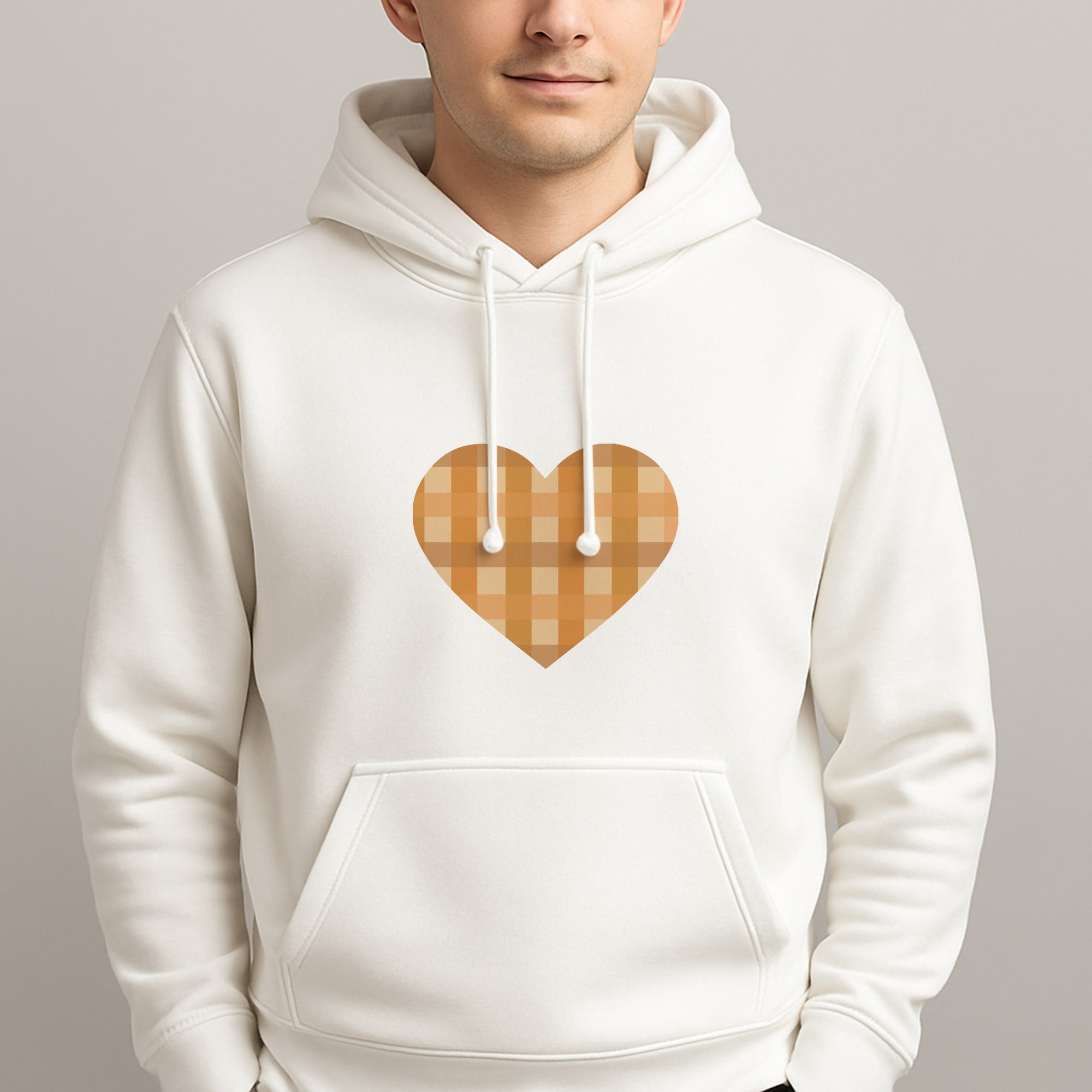Orange Plaid Pattern- Autumn Unisex Hooded Pullover