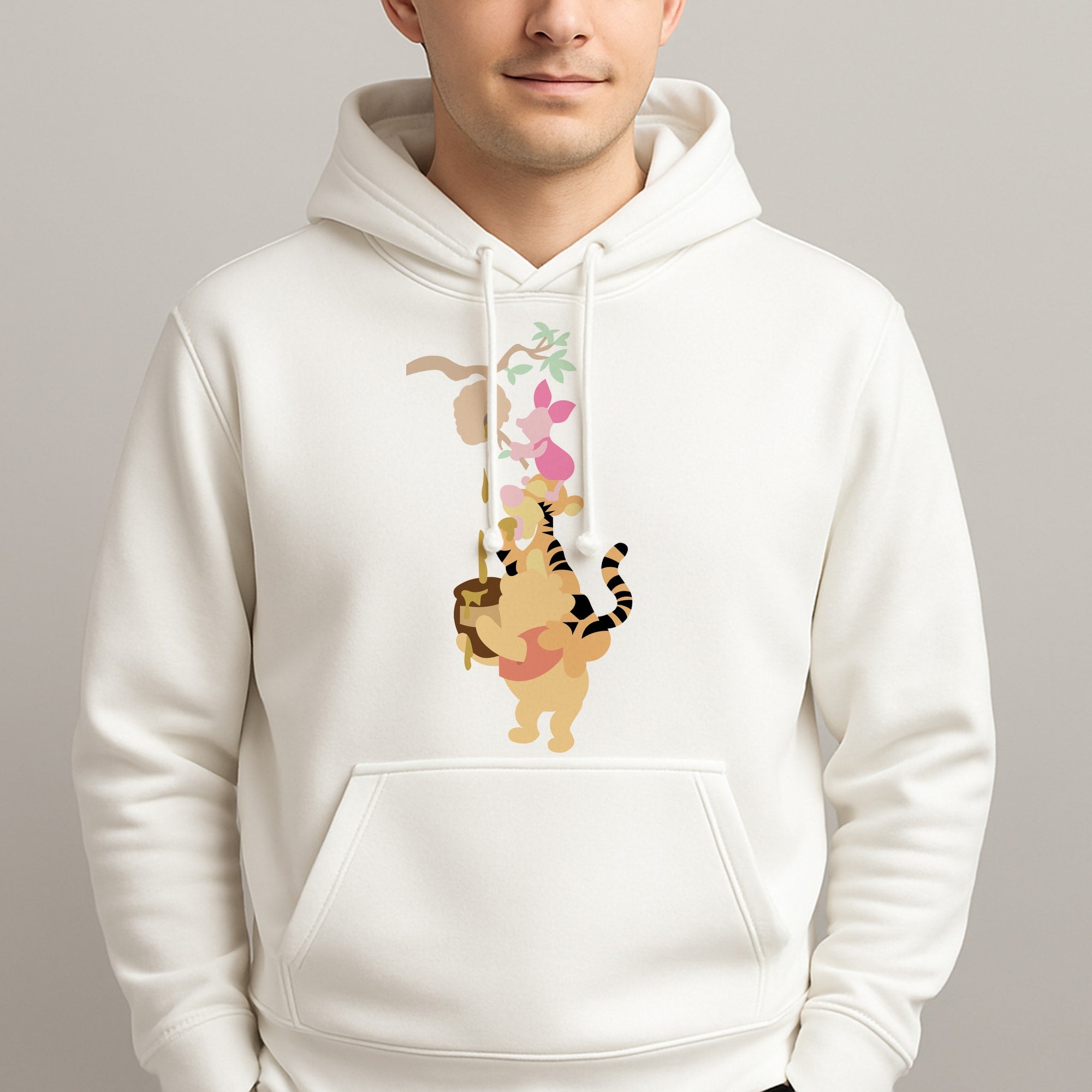 Bouncing Tiger , Piglet , Yellow Bear Unisex Hooded Pullover