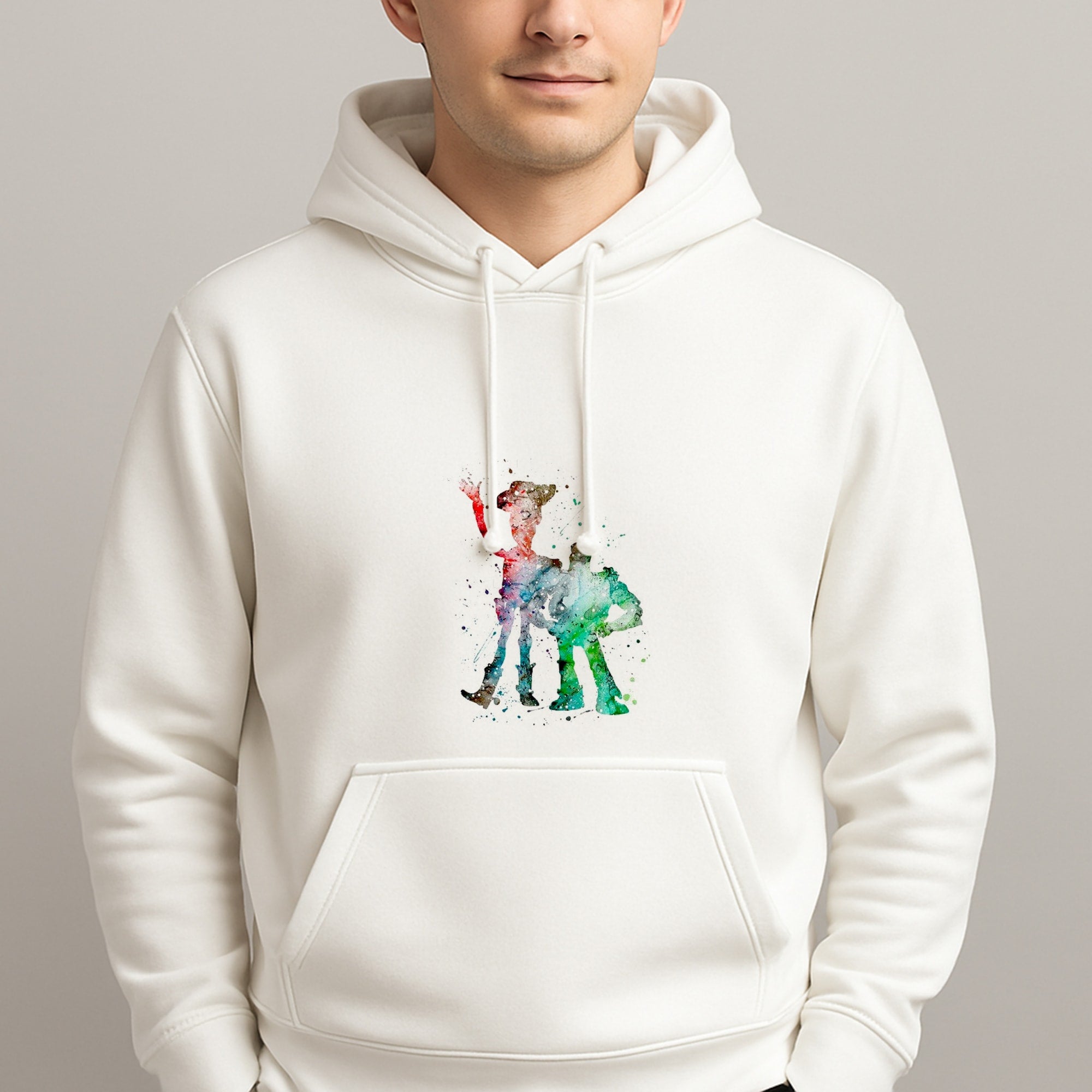 Watercolour Woody & Buzz A Story of Toys Fairytale Unisex Hooded Pullover