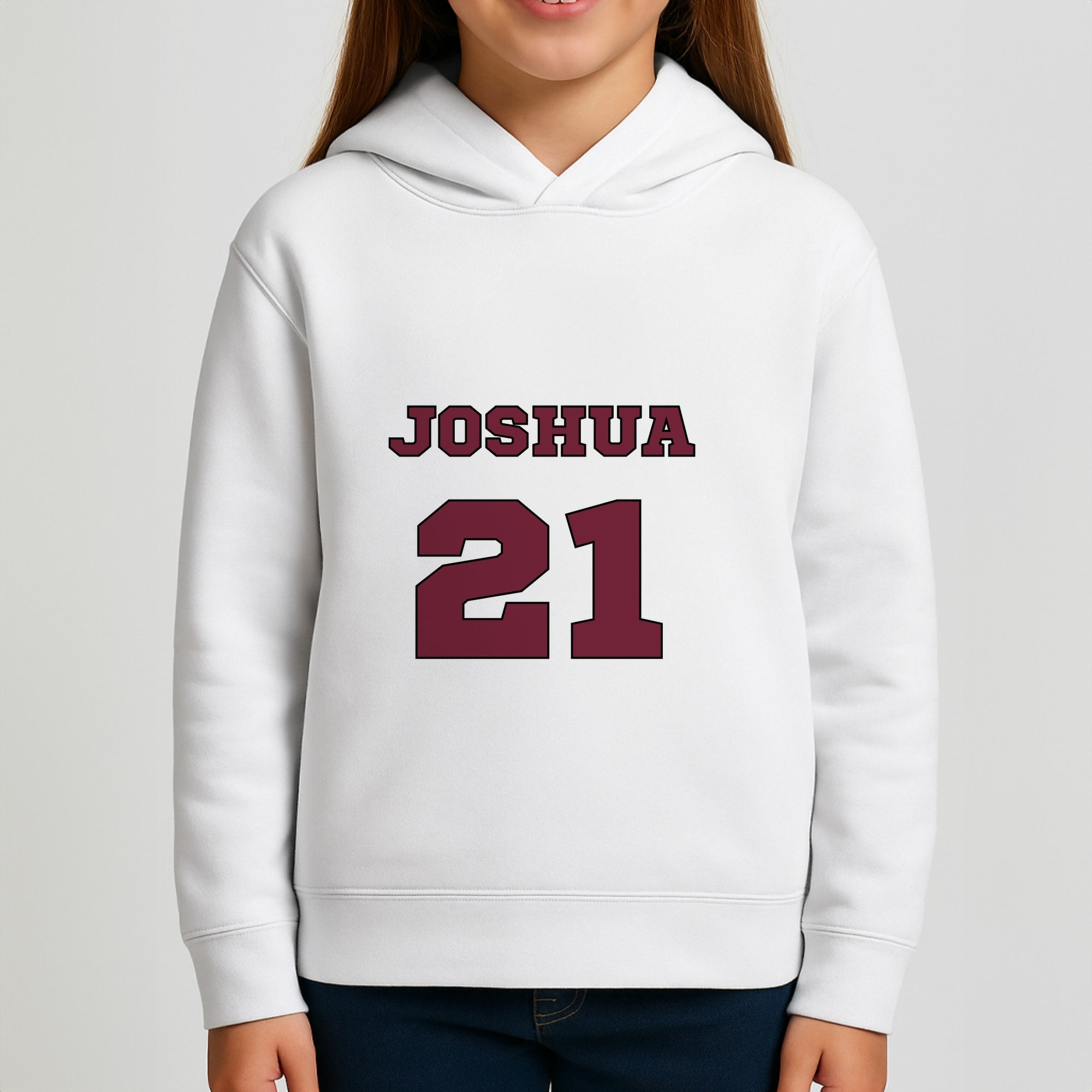 Burgundy - Personalised Football Girls Hoodie