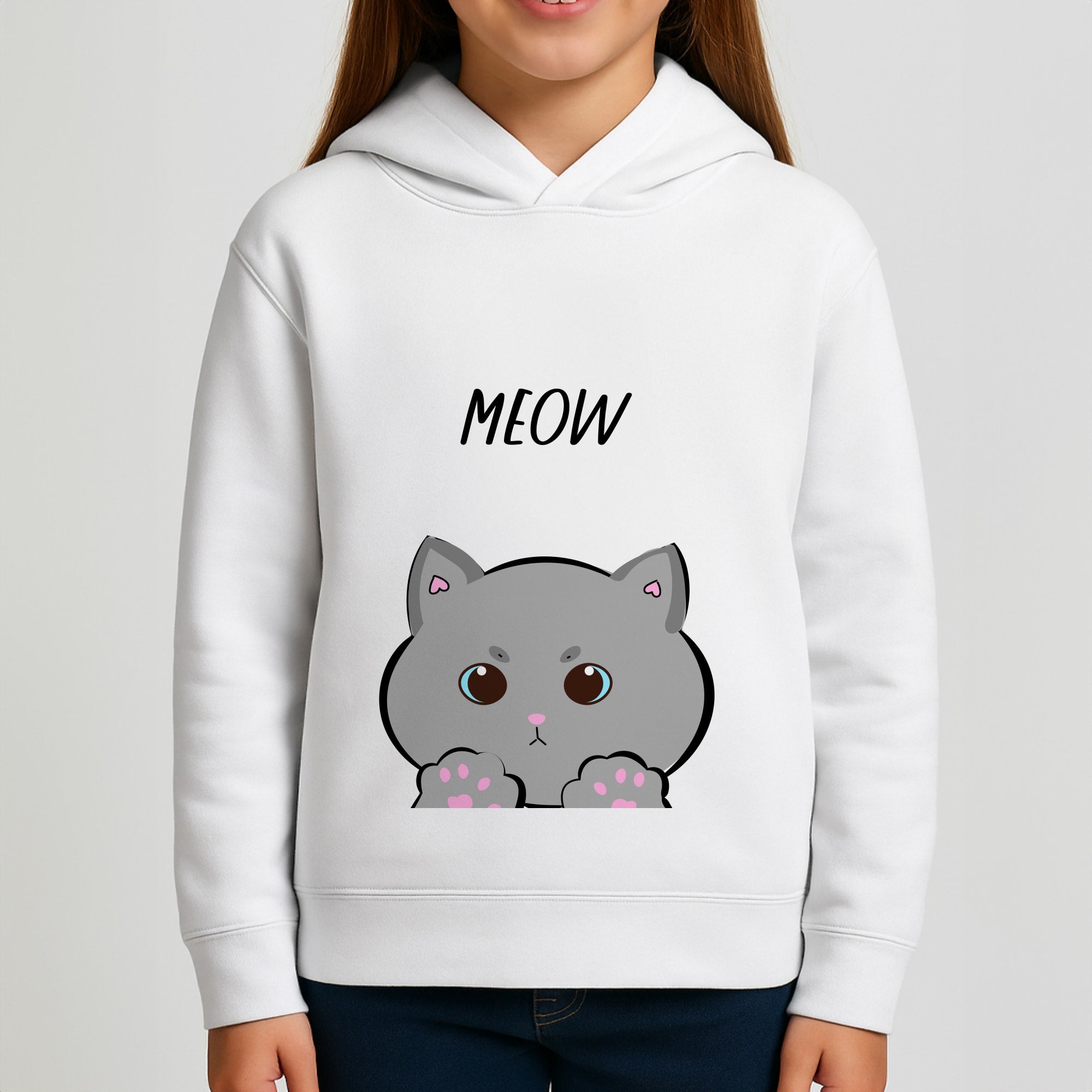 Grey Kitty - Cats Girls Hoodie