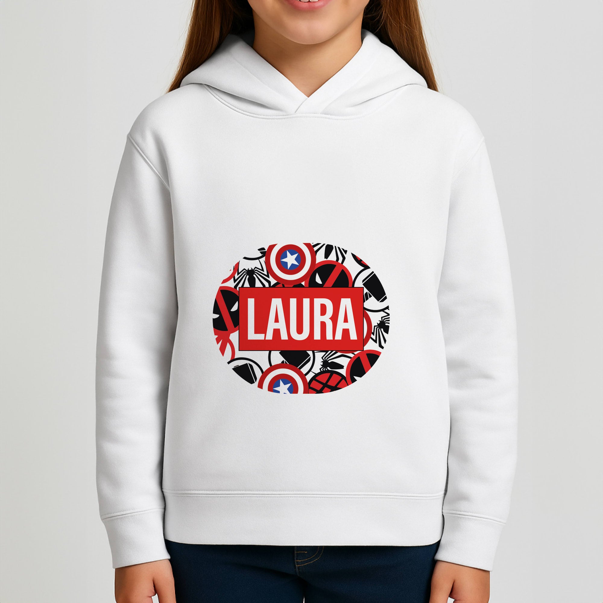 Collage - Personalised Superhero Comic Girls Hoodie