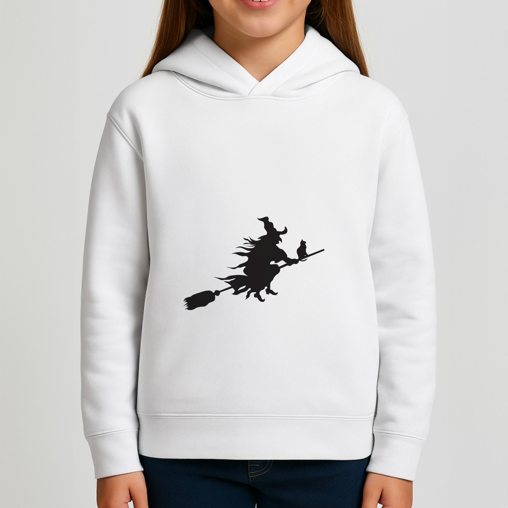 Witch And Cat - Halloween Girls Hoodie