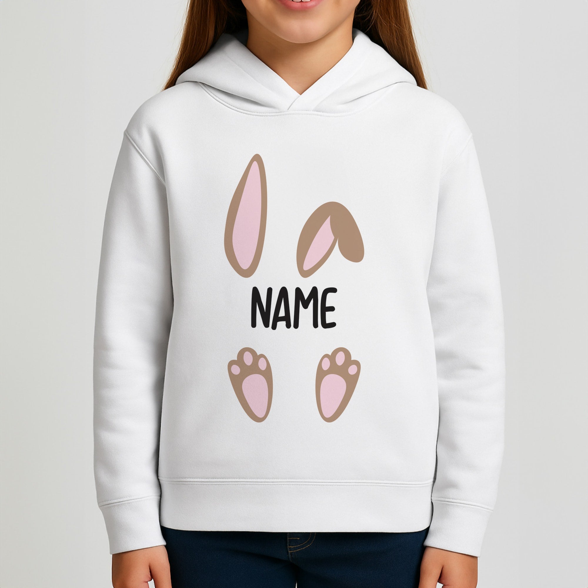 Brown Bunny Personalised Girls Hoodie