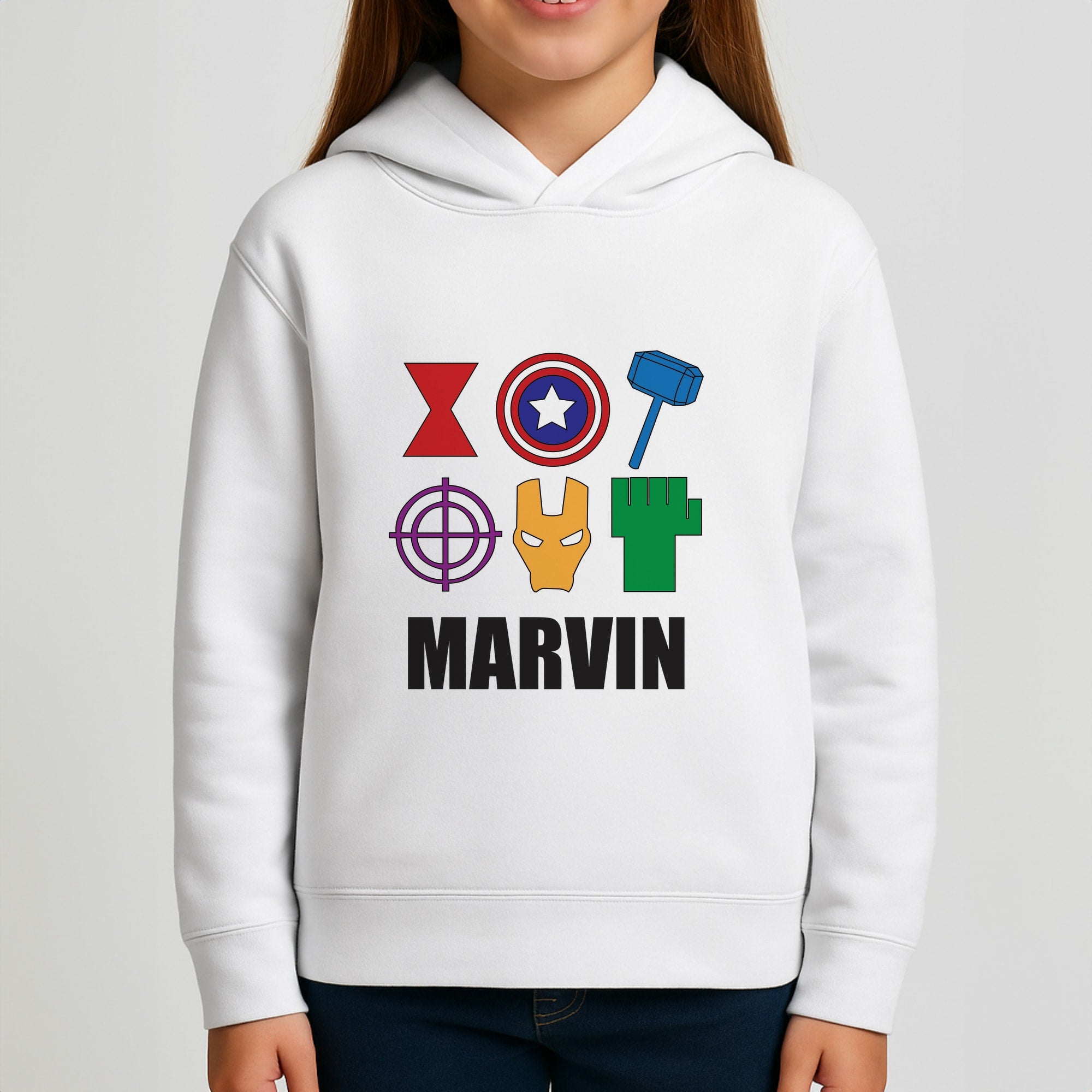 Icon Pattern - Personalised Superhero Comic Girls Hoodie