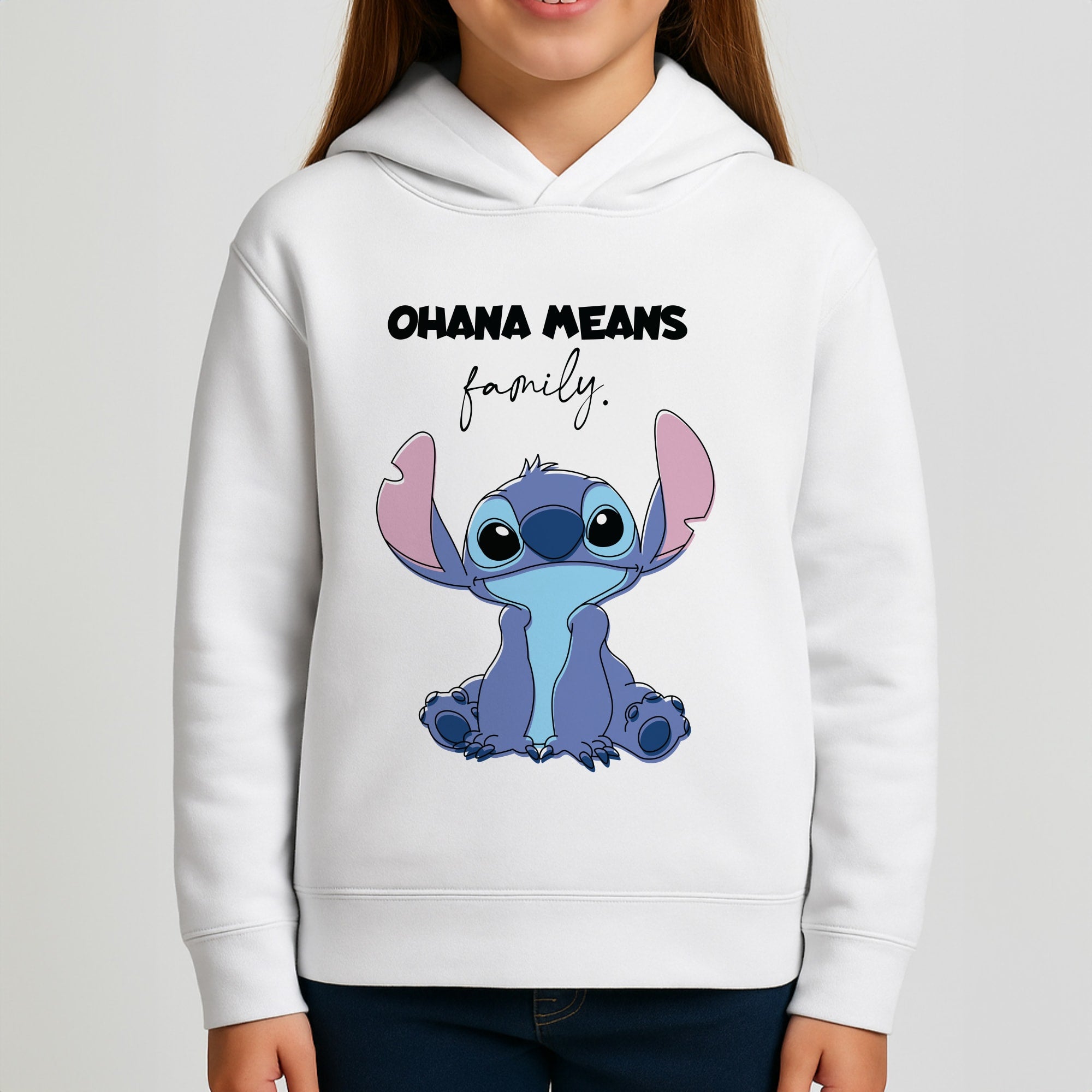 Ohana Means Family Pink Girls Hoodie