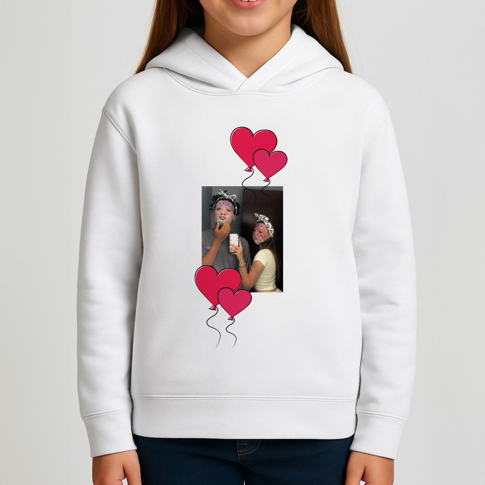 Heart Balloons - Personalised Couples Girls Hoodie