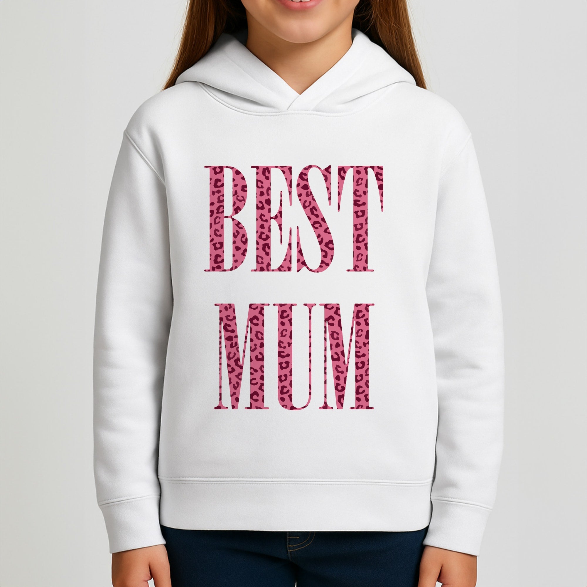 Best Mum Leopard Print Girls Hoodie