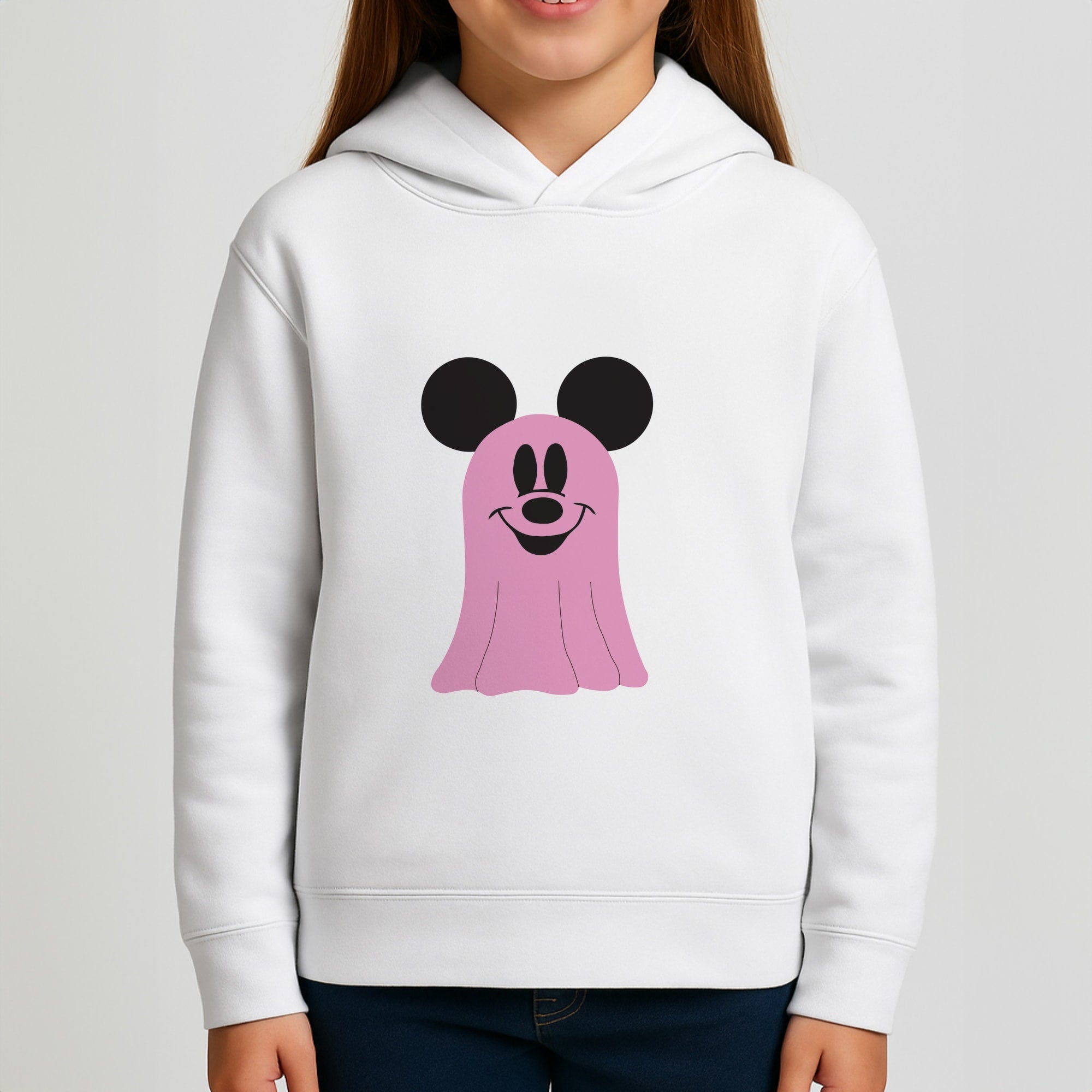 Mouse Ghost Pattern Halloween Girls Hoodie